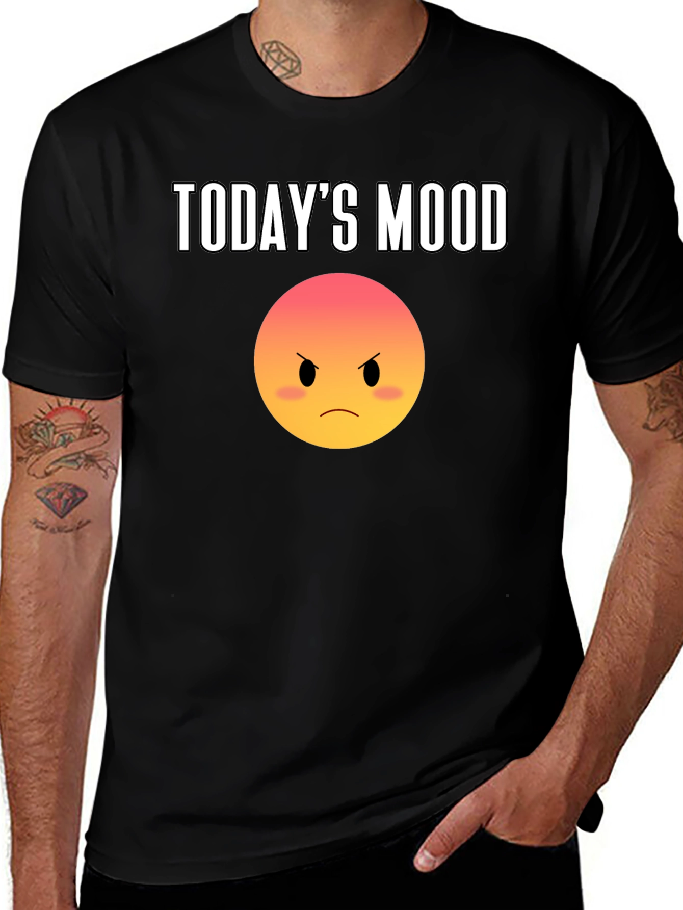 Variant 11 of Today's Mood Grumpy Emoji Black T-Shirt