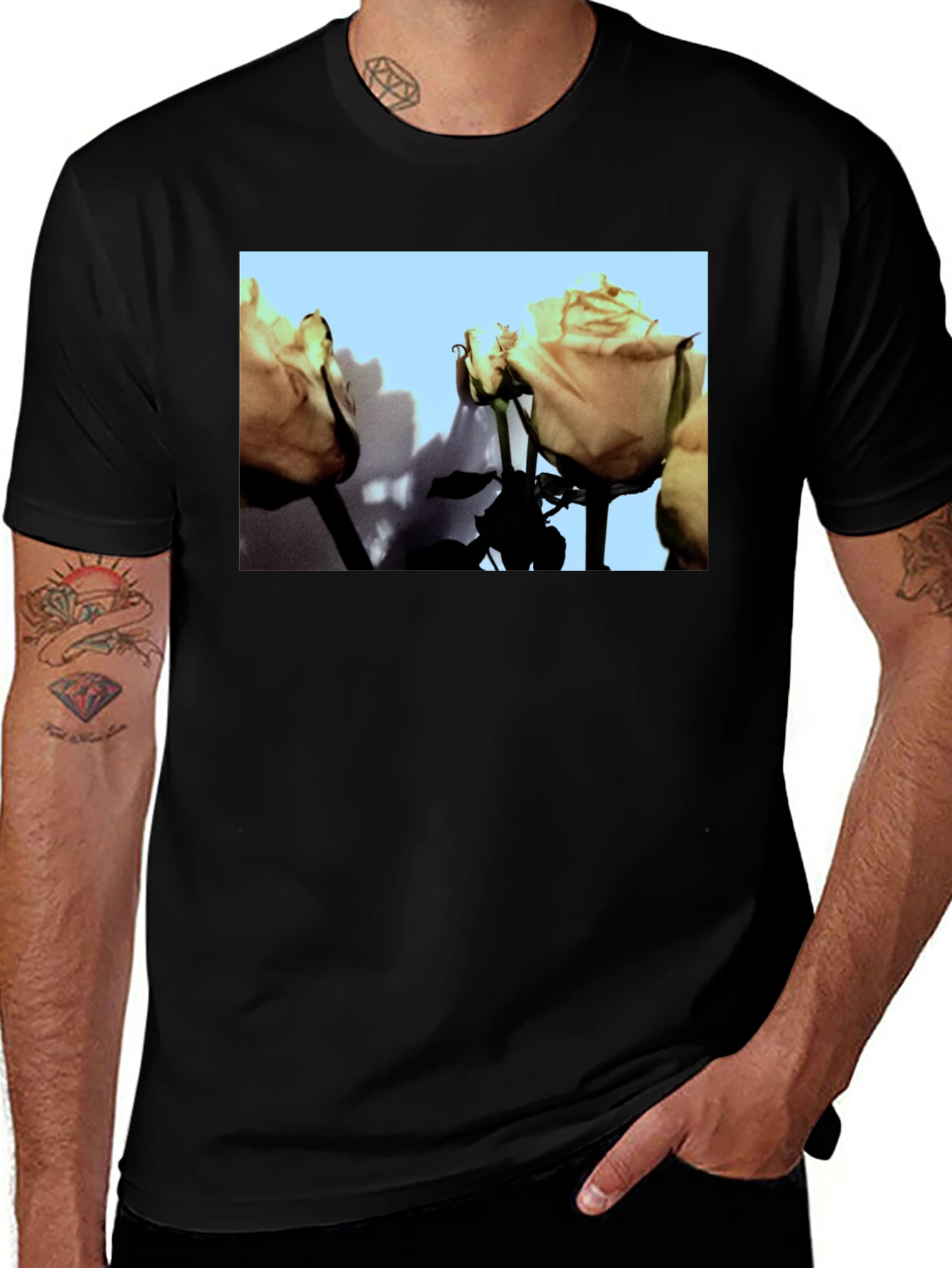 Variant 14 of Rose Shadow Graphic Tee - Black