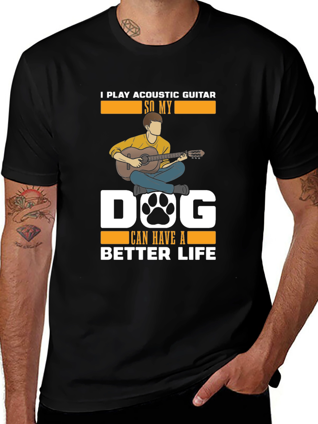 Play Acoustic Guitar So My Dog Can Have A Better Life T-Shirt