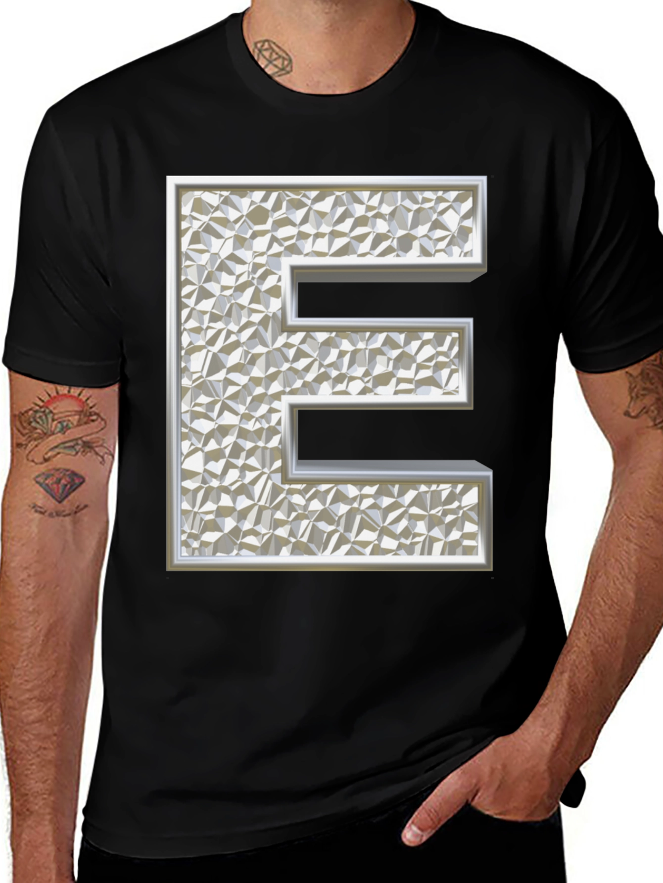 Variant 21 of Abstract 'E' Graphic Tee - Modern Geometric Design