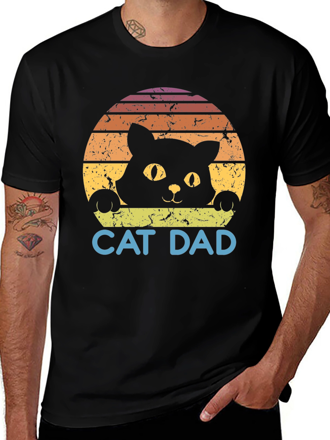 Variant 8 of Cat Dad Retro Graphic T-Shirt