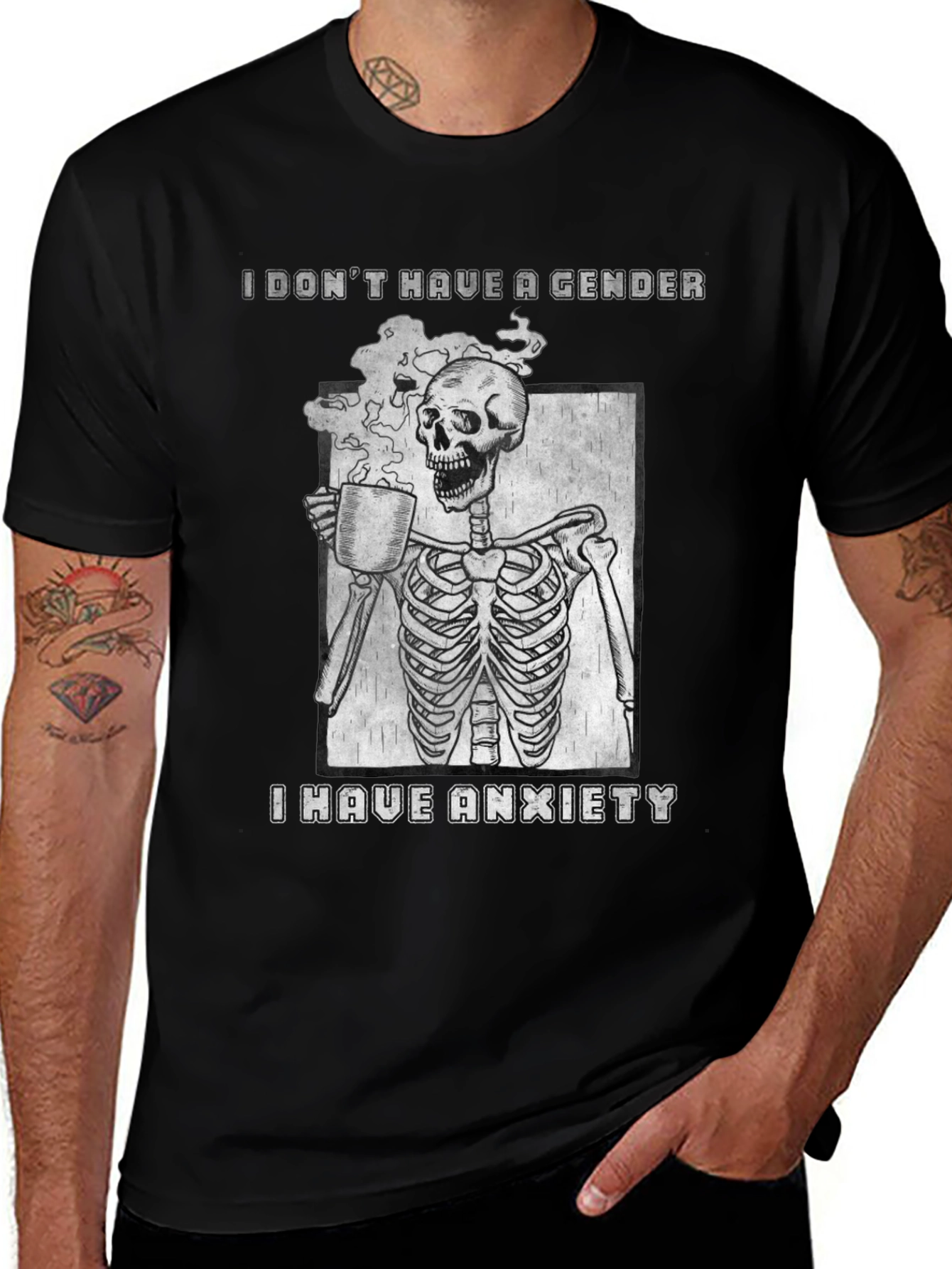 Variant 26 of I Don't Have a Gender Anxiety Skeleton Graphic T-Shirt