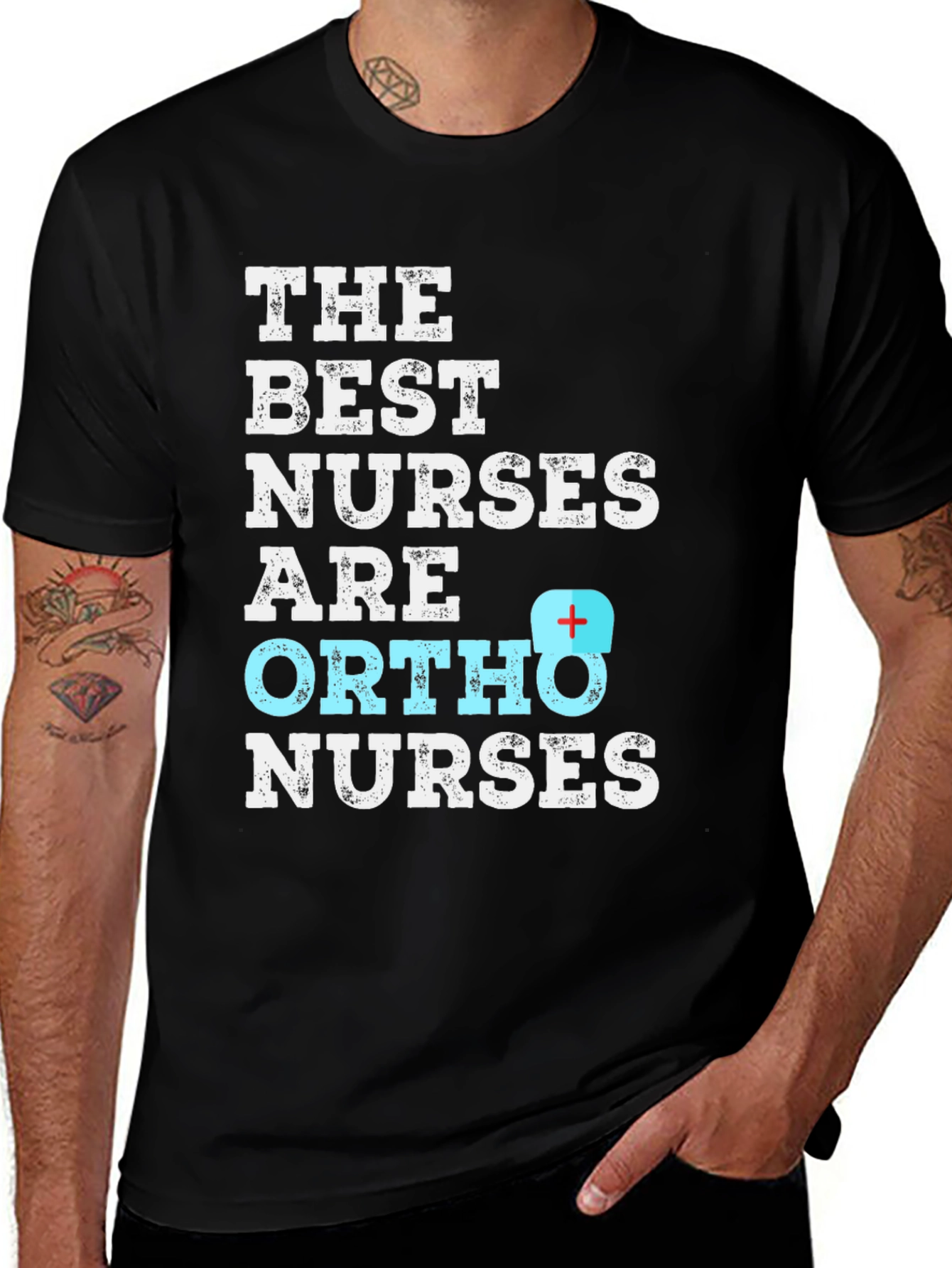 Best Ortho Nurses T-Shirt - Black Cotton Blend