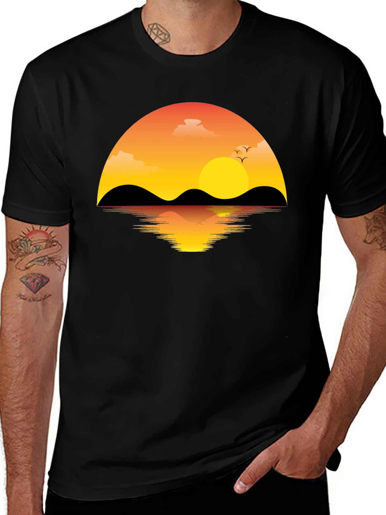 Variant 26 of Sunset Graphic T-Shirt - Men's Black Tee