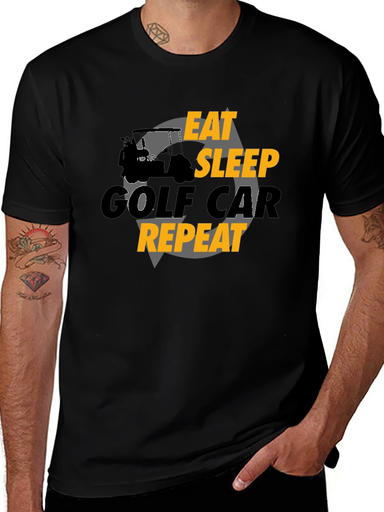 Black Eat Sleep Golf Car Repeat Black Graphic Tee main image
