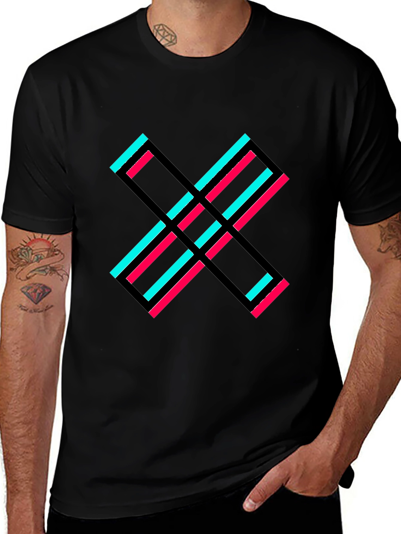 Variant 18 of Abstract X Graphic Tee - Black