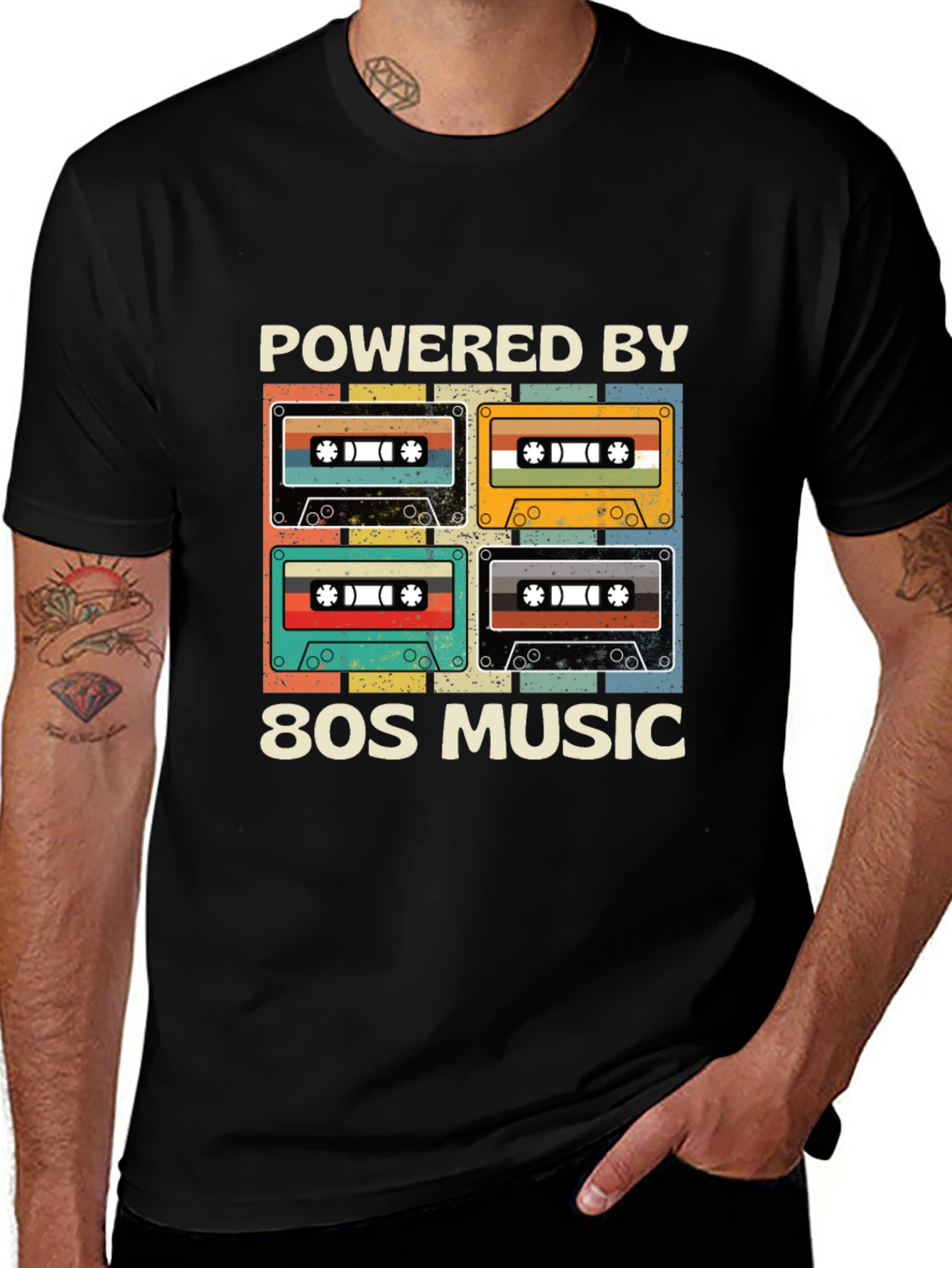 Variant 7 of Powered by 80s Music Retro Cassette T-Shirt