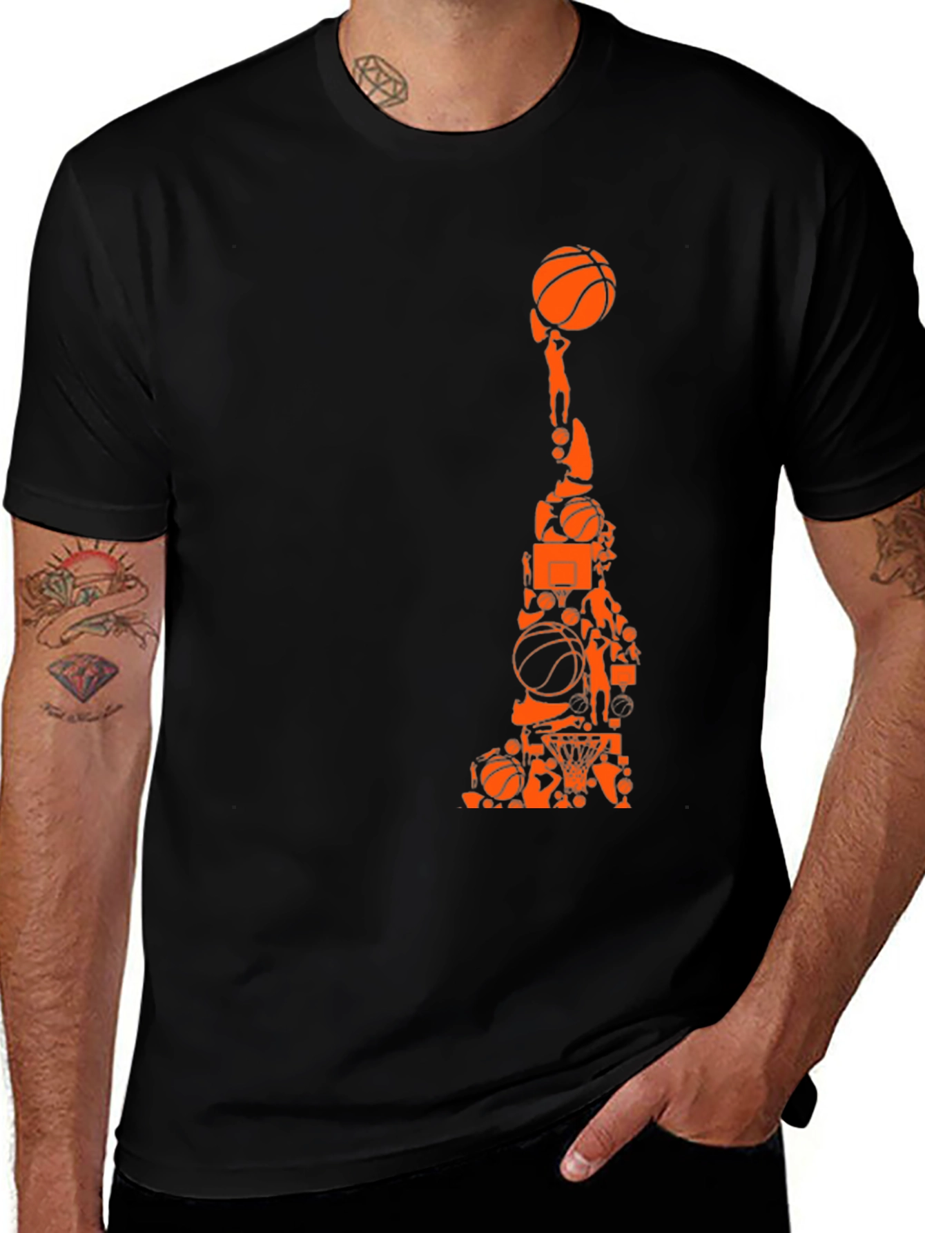 Variant 14 of Basketball Collage Graphic Tee - Black