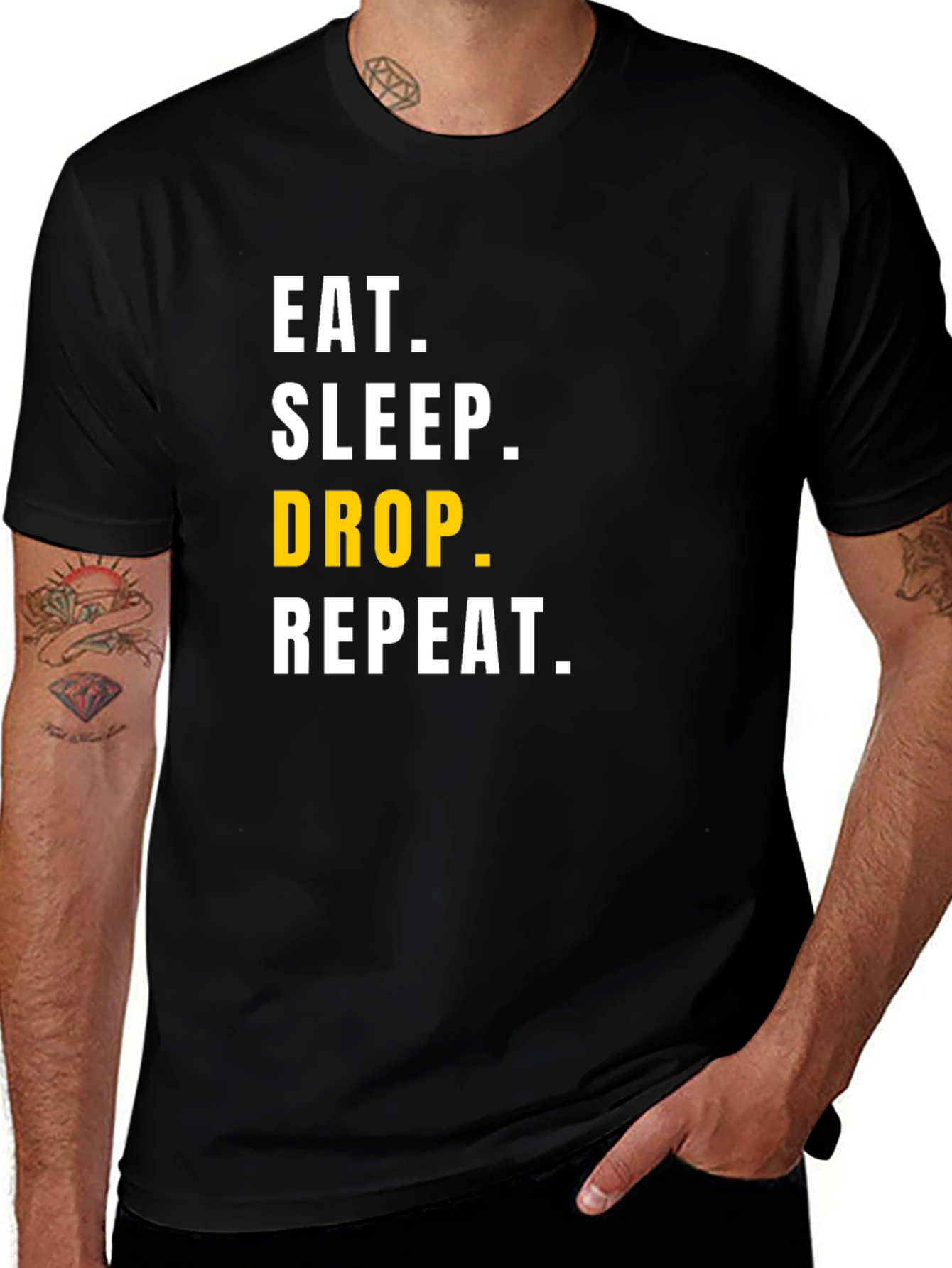 Variant 18 of Eat, Sleep, Drop, Repeat Men's Black Graphic Tee