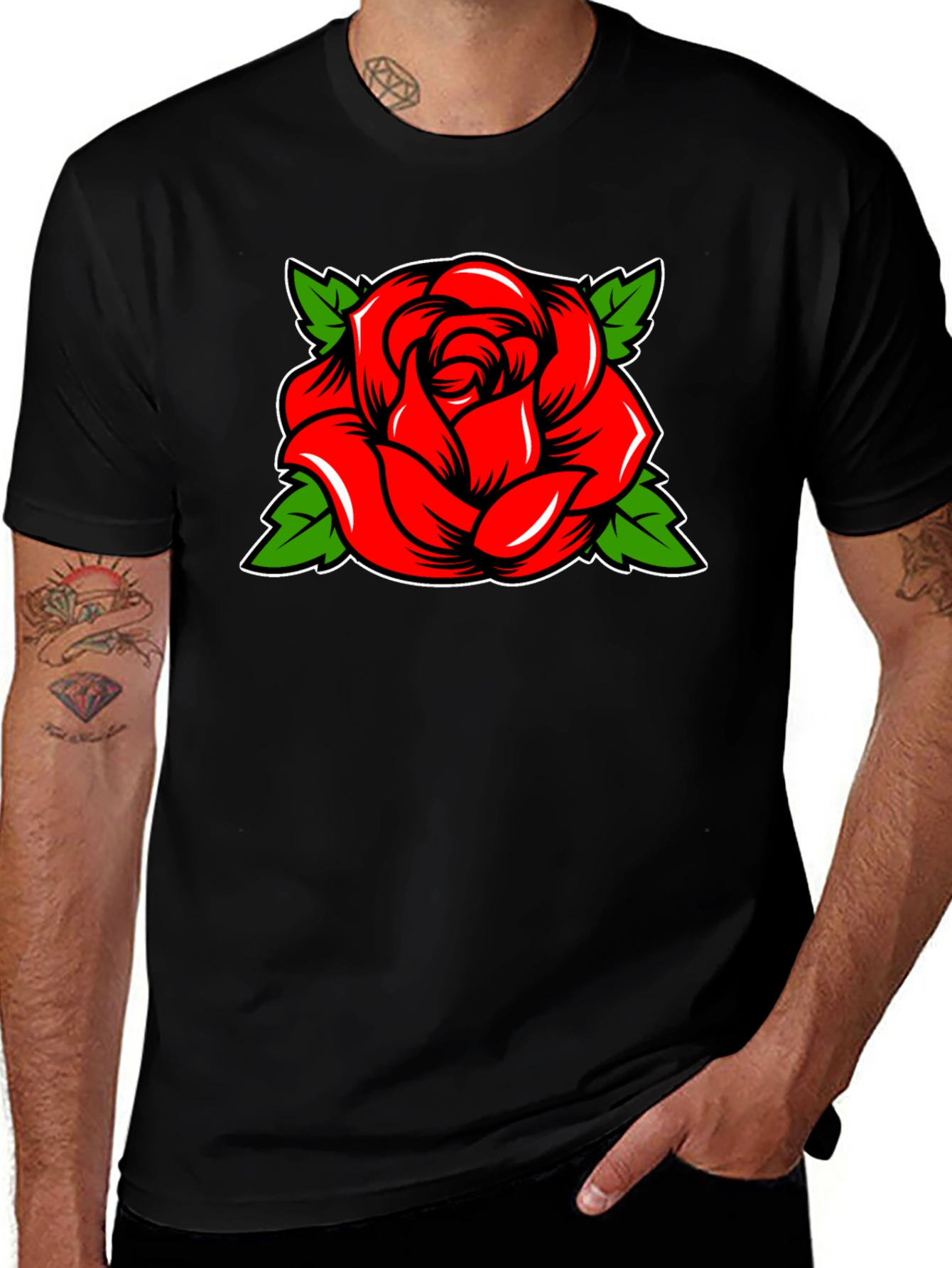 Variant 28 of Bold Rose Graphic Black T-Shirt