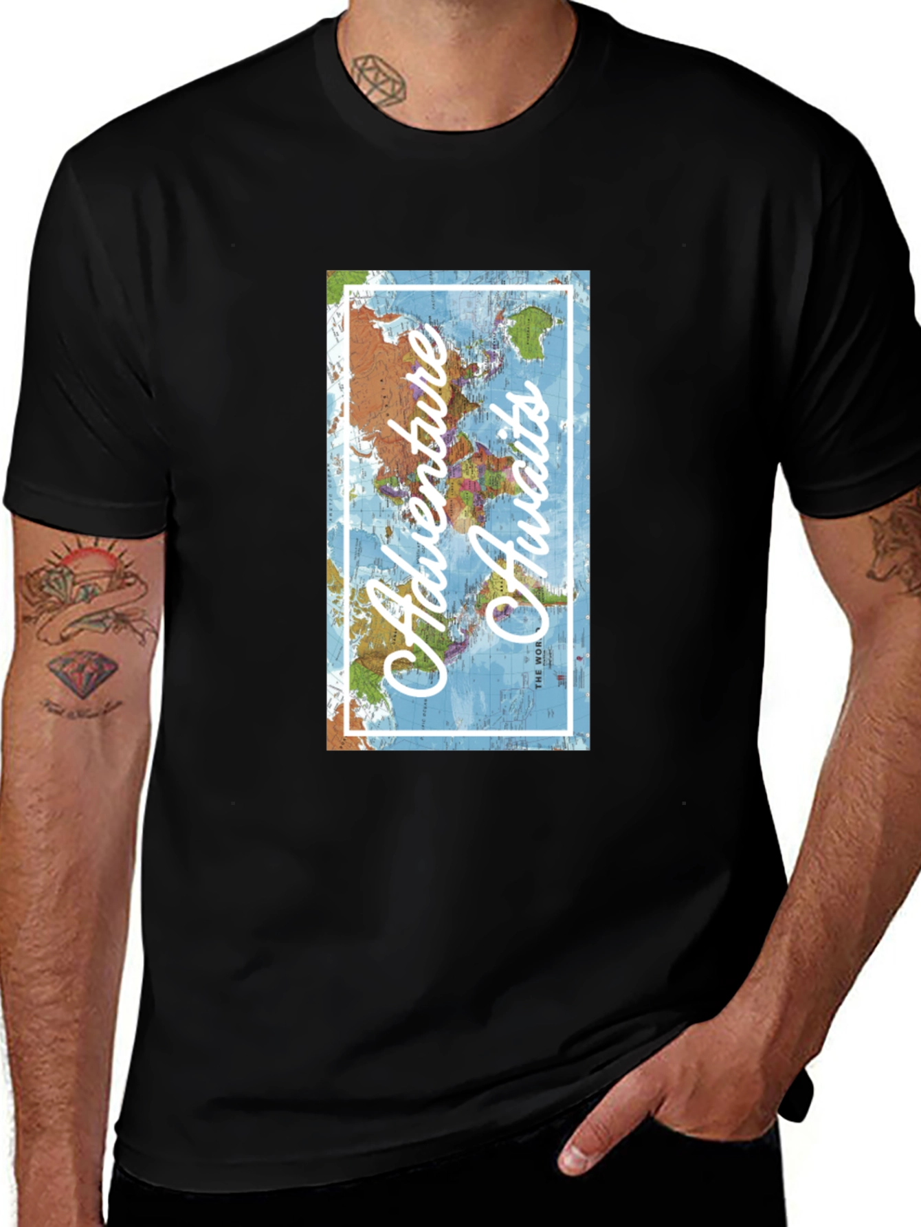 Adventure Awaits World Map Graphic T-Shirt
