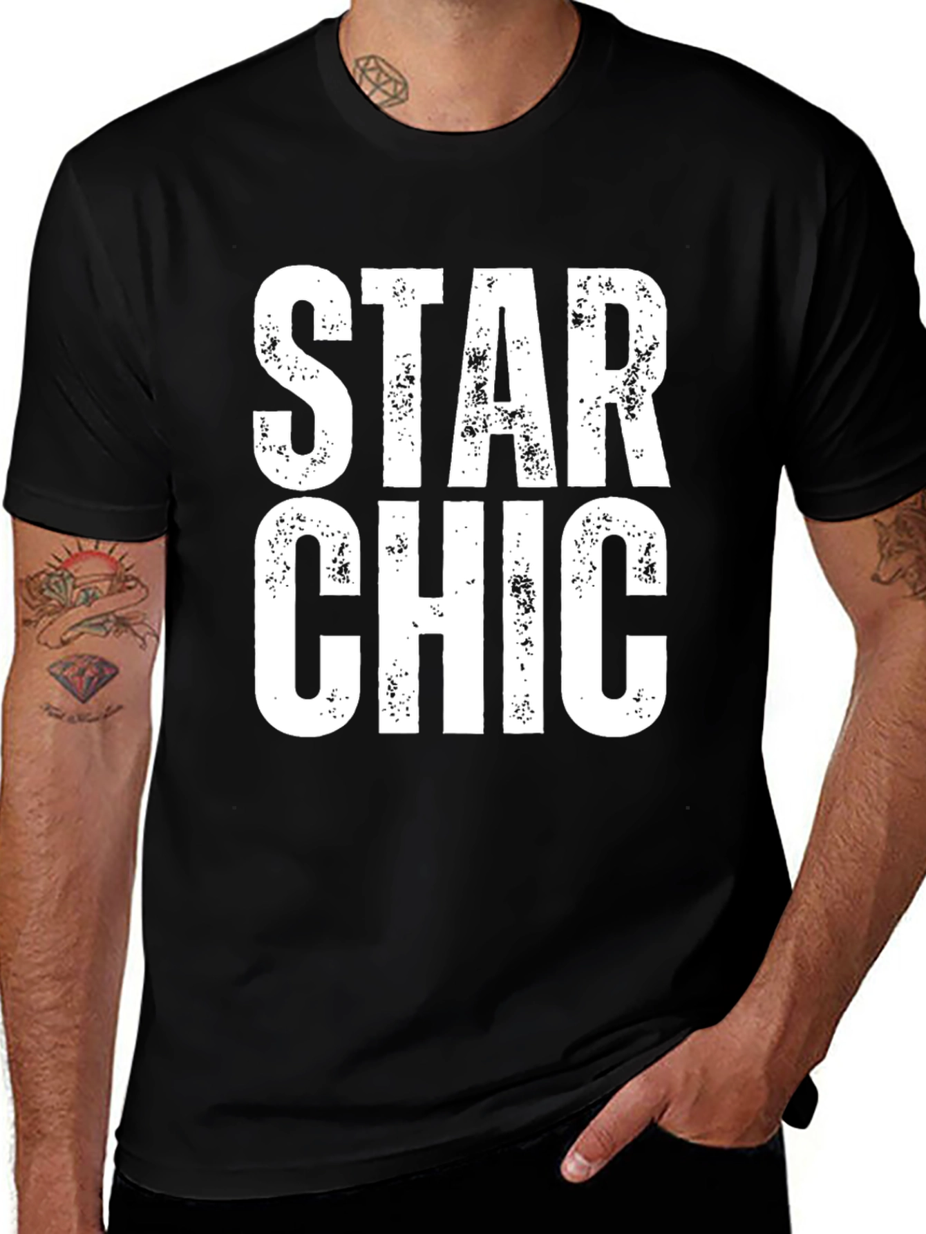 Variant 24 of Star Chic Graphic Tee - Black Cotton T-Shirt