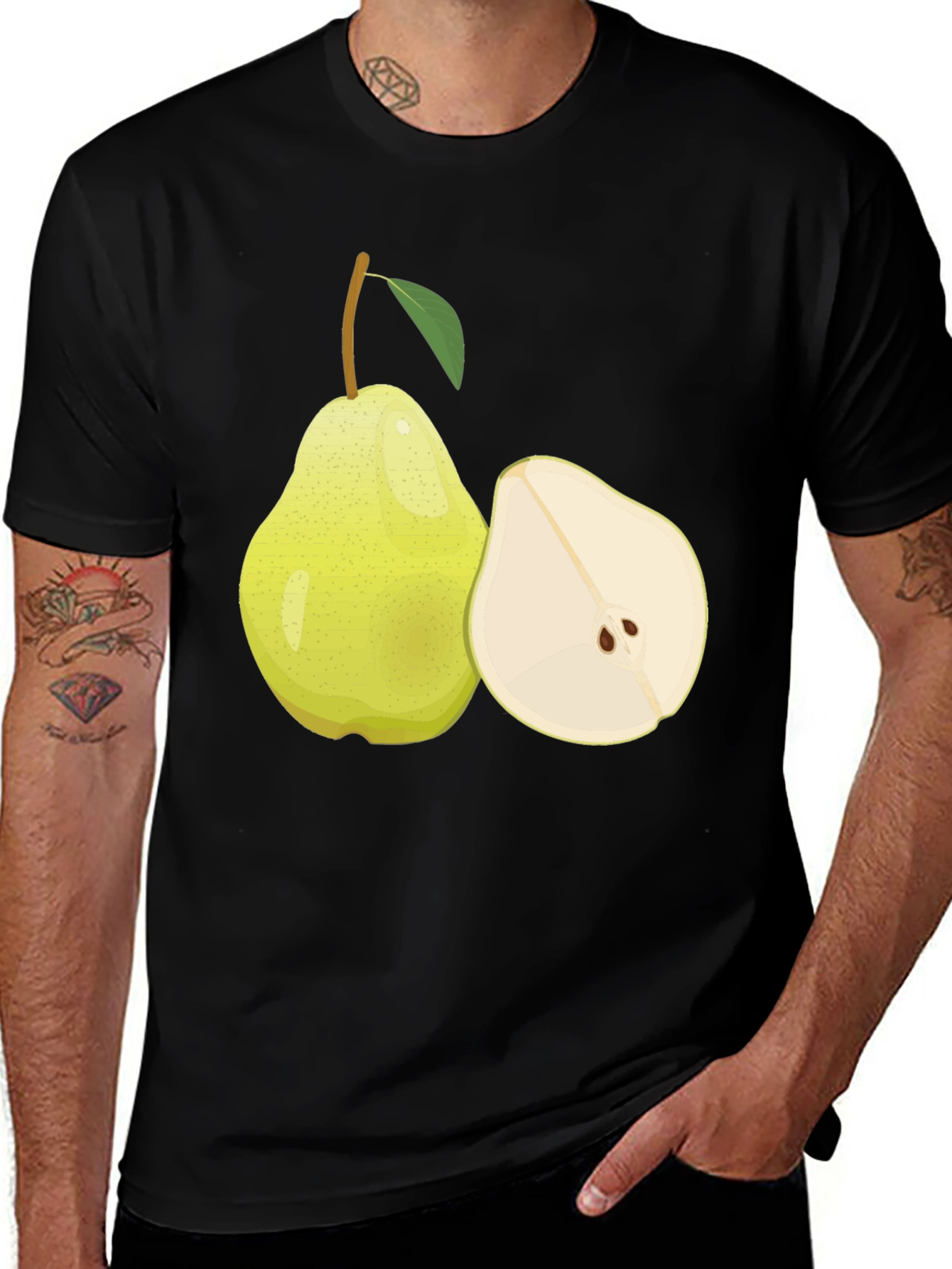Variant 9 of Pear Graphic Black T-Shirt