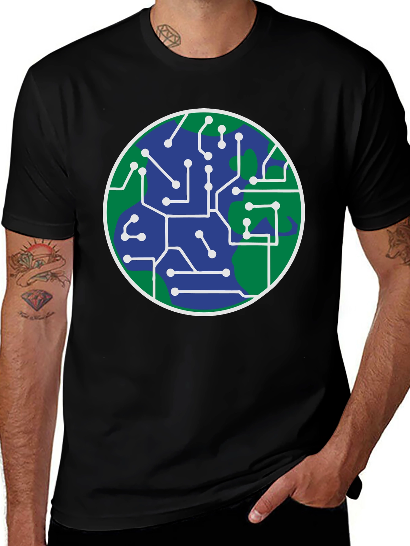 Variant 23 of Tech Earth Graphic Tee - Circuit Board World Design