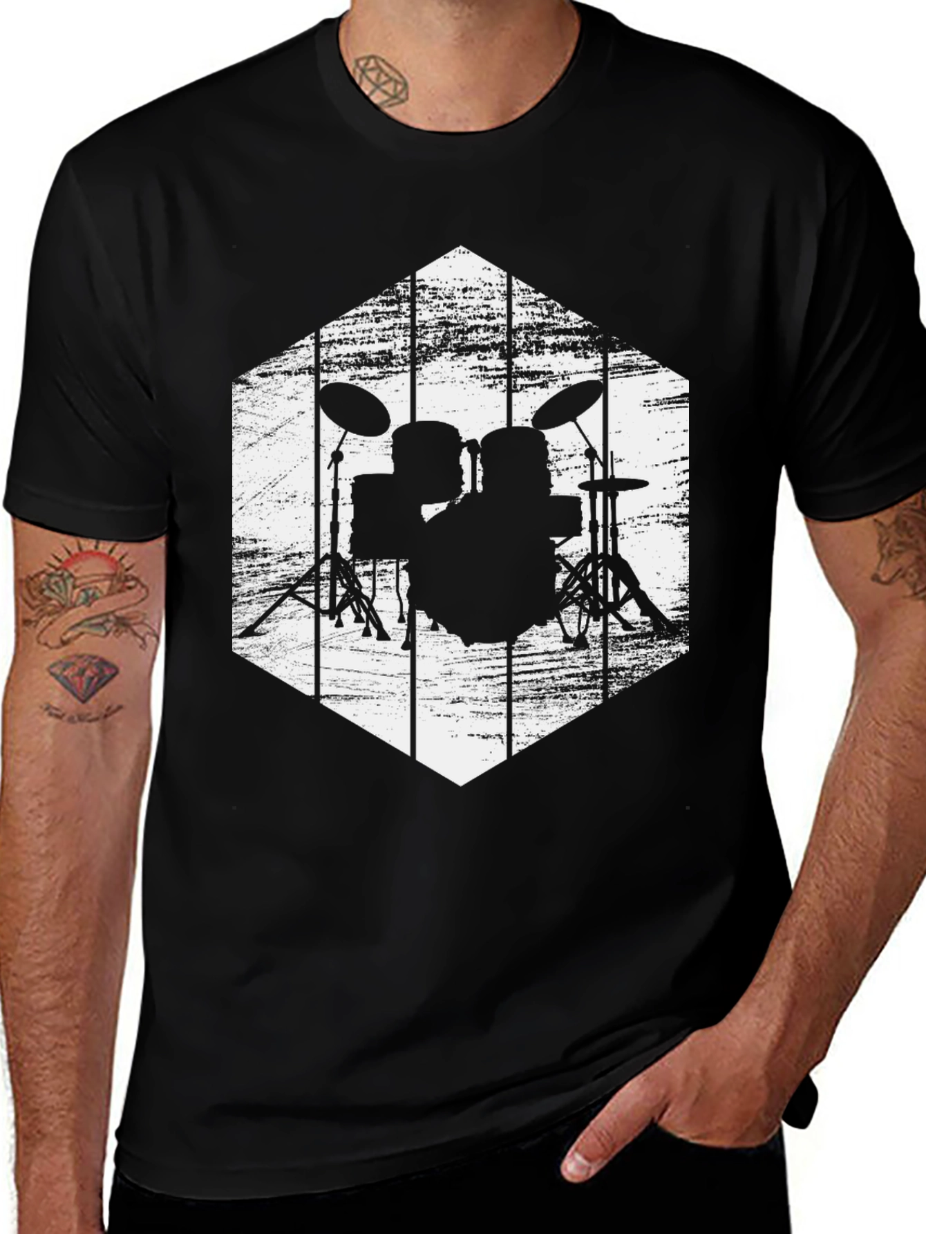 Variant 16 of Drum Set Graphic Tee - Rock Band T-Shirt