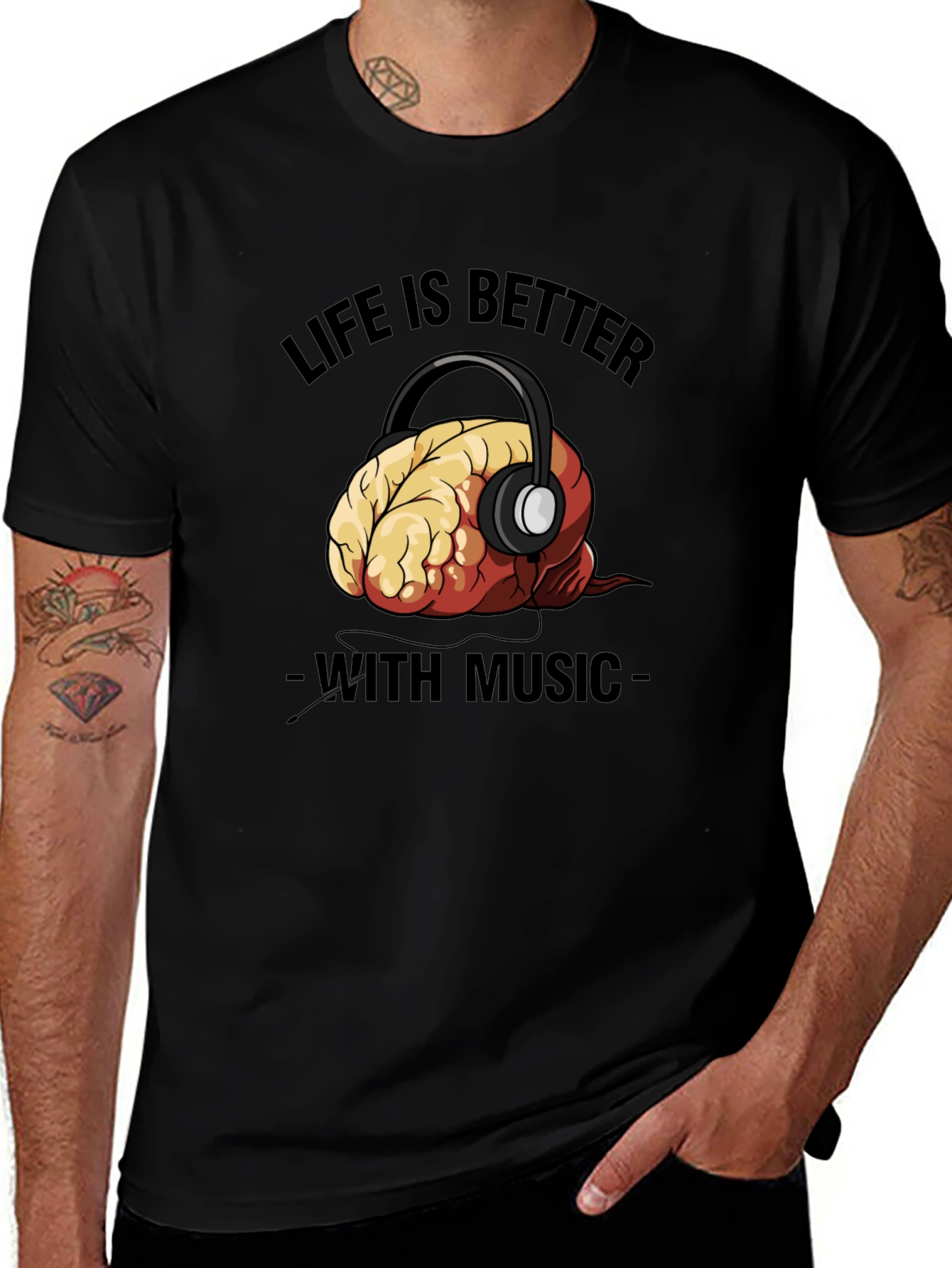 Variant 15 of Life Is Better With Music Brain T-Shirt
