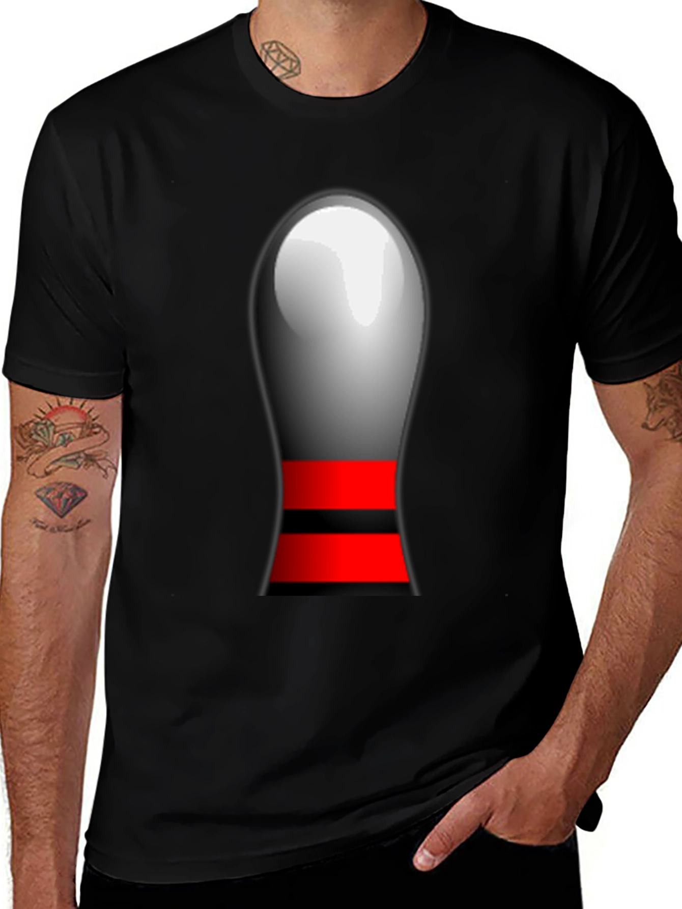 Variant 5 of Novelty Bowling Pin Graphic T-Shirt