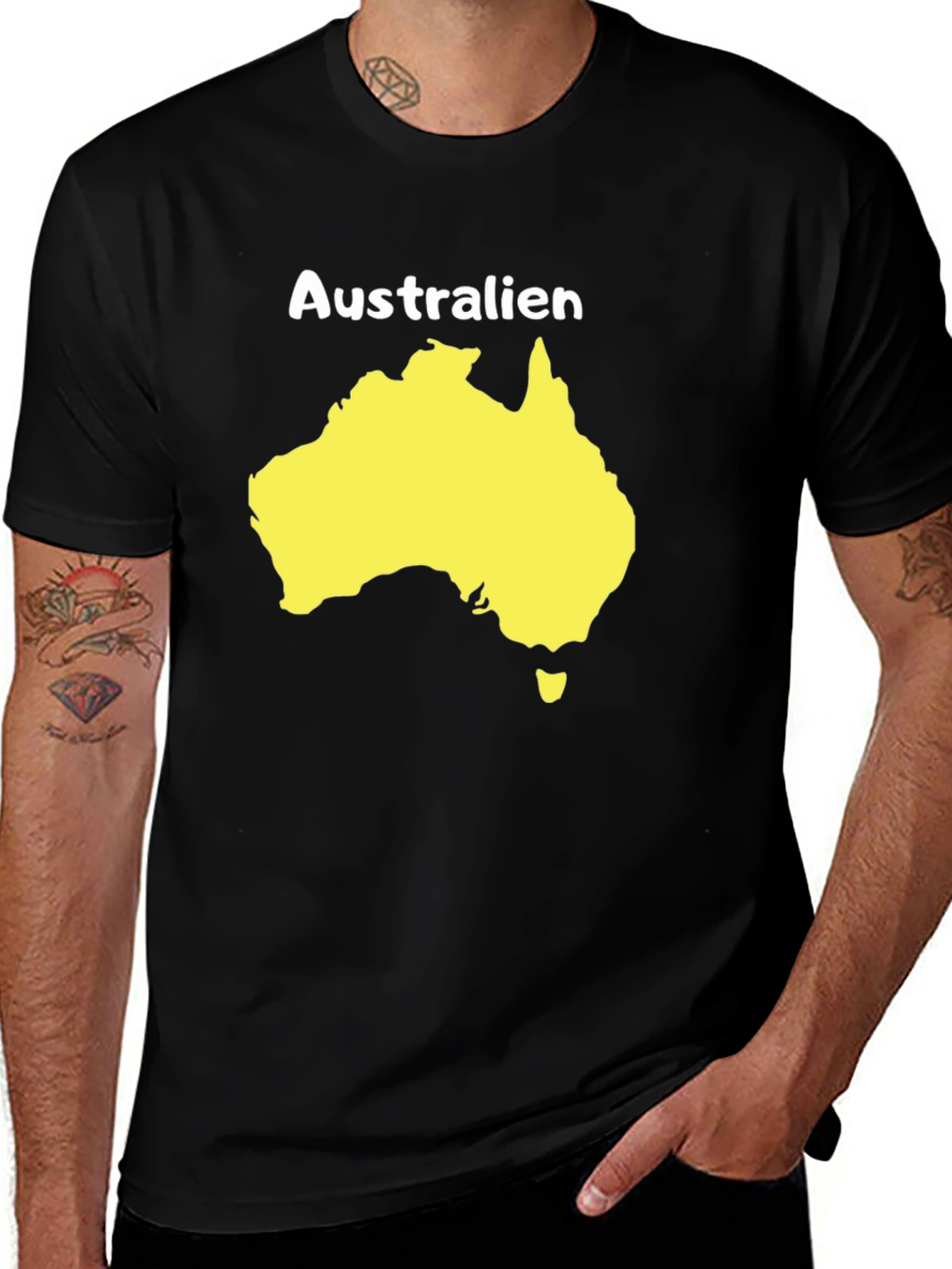 Australia Map Graphic T-Shirt - Black