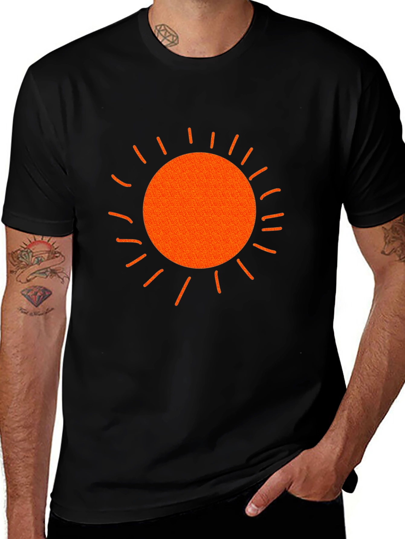 Variant 3 of Sun Graphic T-Shirt - Black Cotton Blend Tee