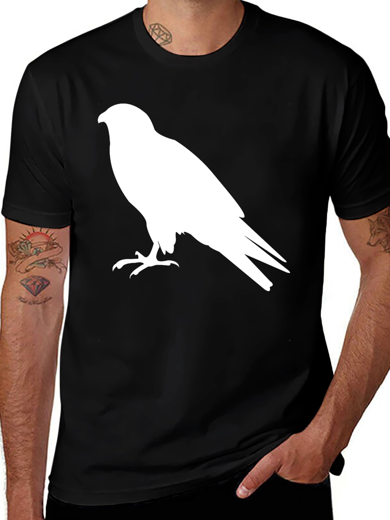 Variant 6 of Men's Black T-Shirt with Hawk Graphic