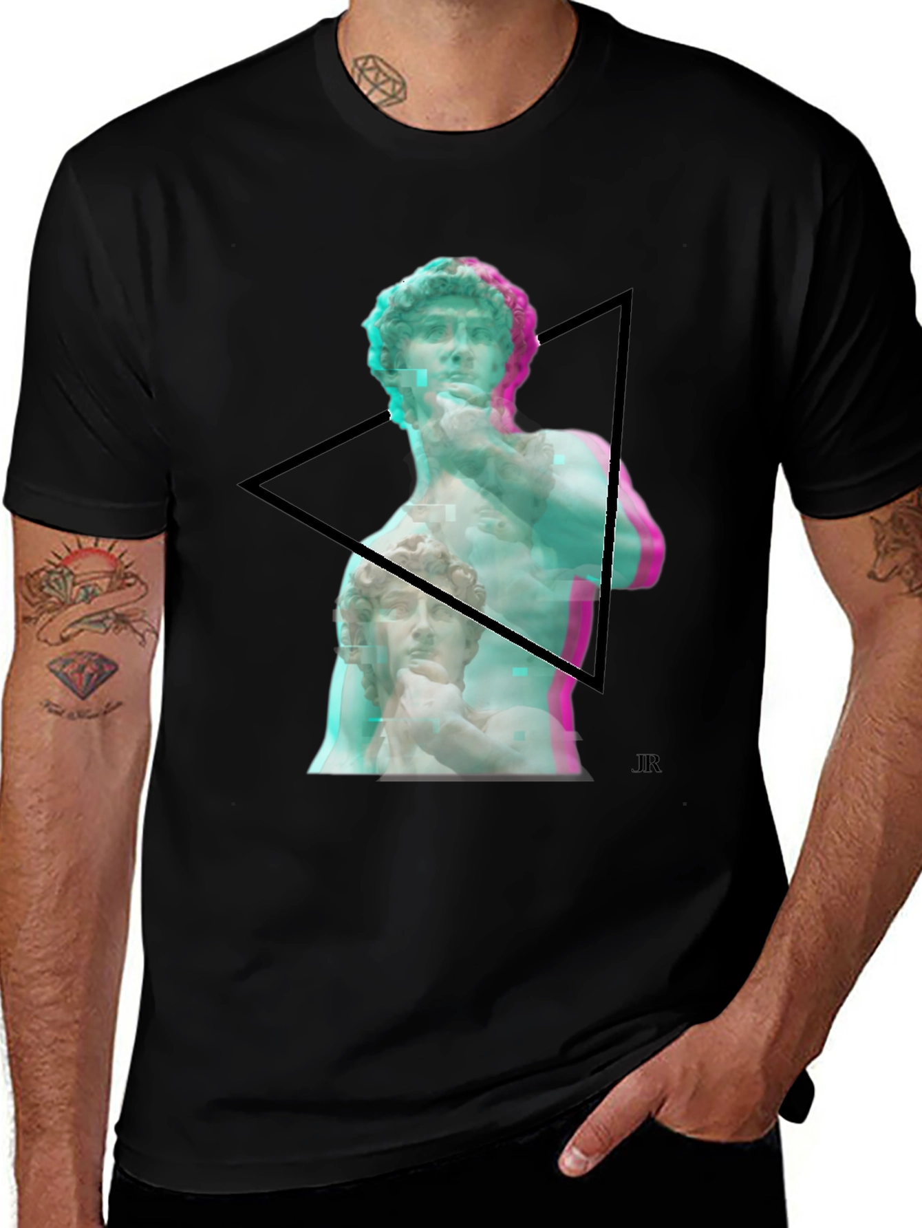 Variant 15 of David Statue Graphic Print Black T-Shirt