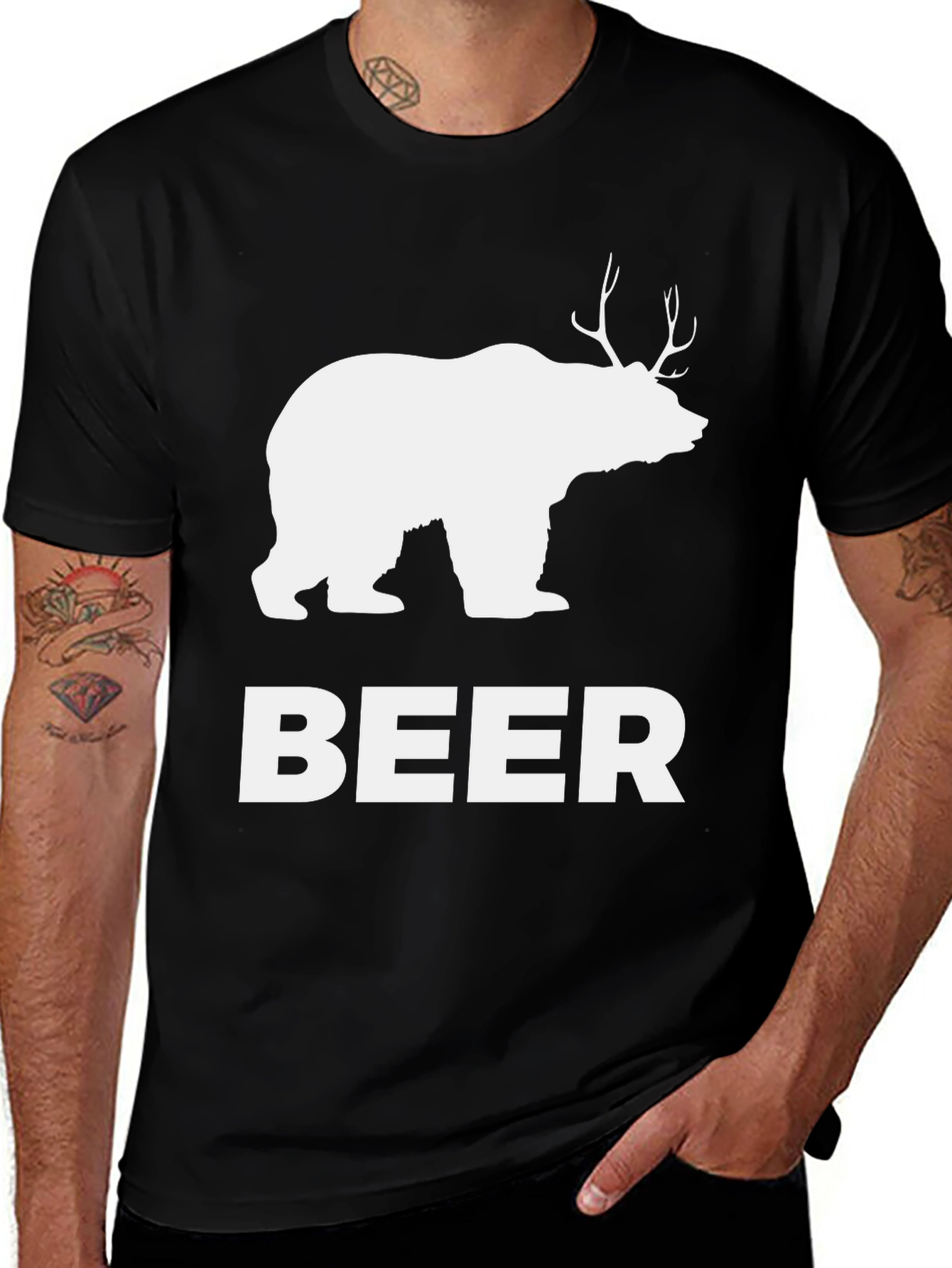 Variant 23 of Bear Deer Beer Funny Graphic Tee