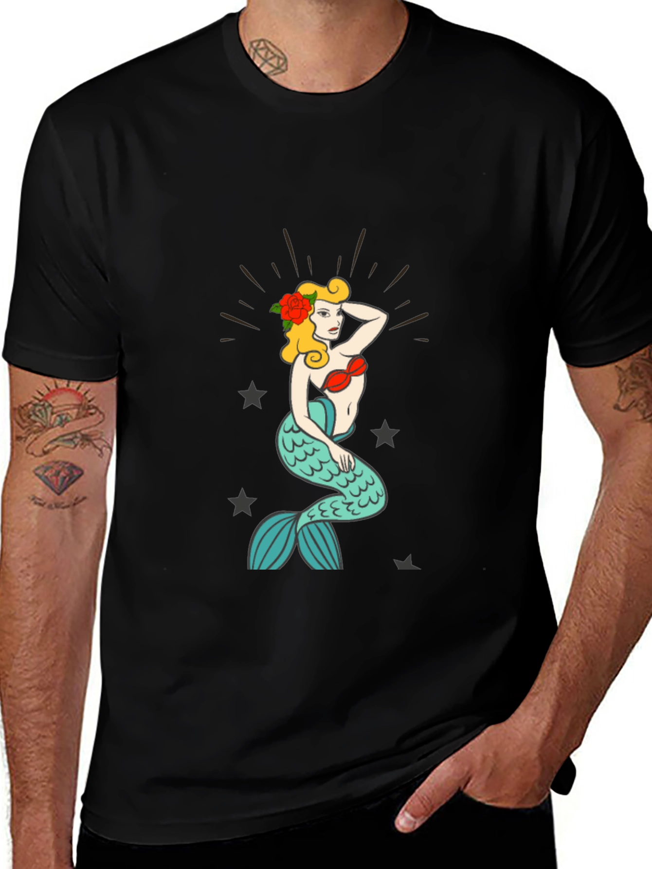 Variant 16 of Vintage Mermaid Graphic Tee - Classic Style
