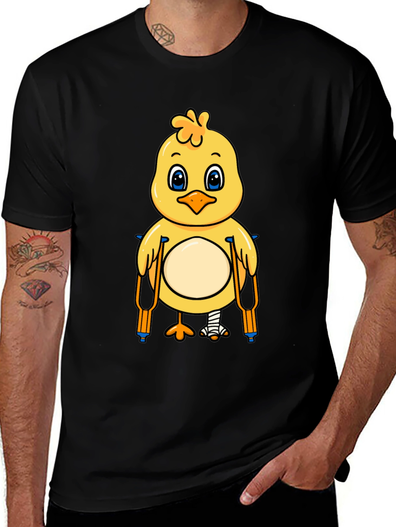 Variant 20 of Funny Chick with Crutches Graphic T-Shirt