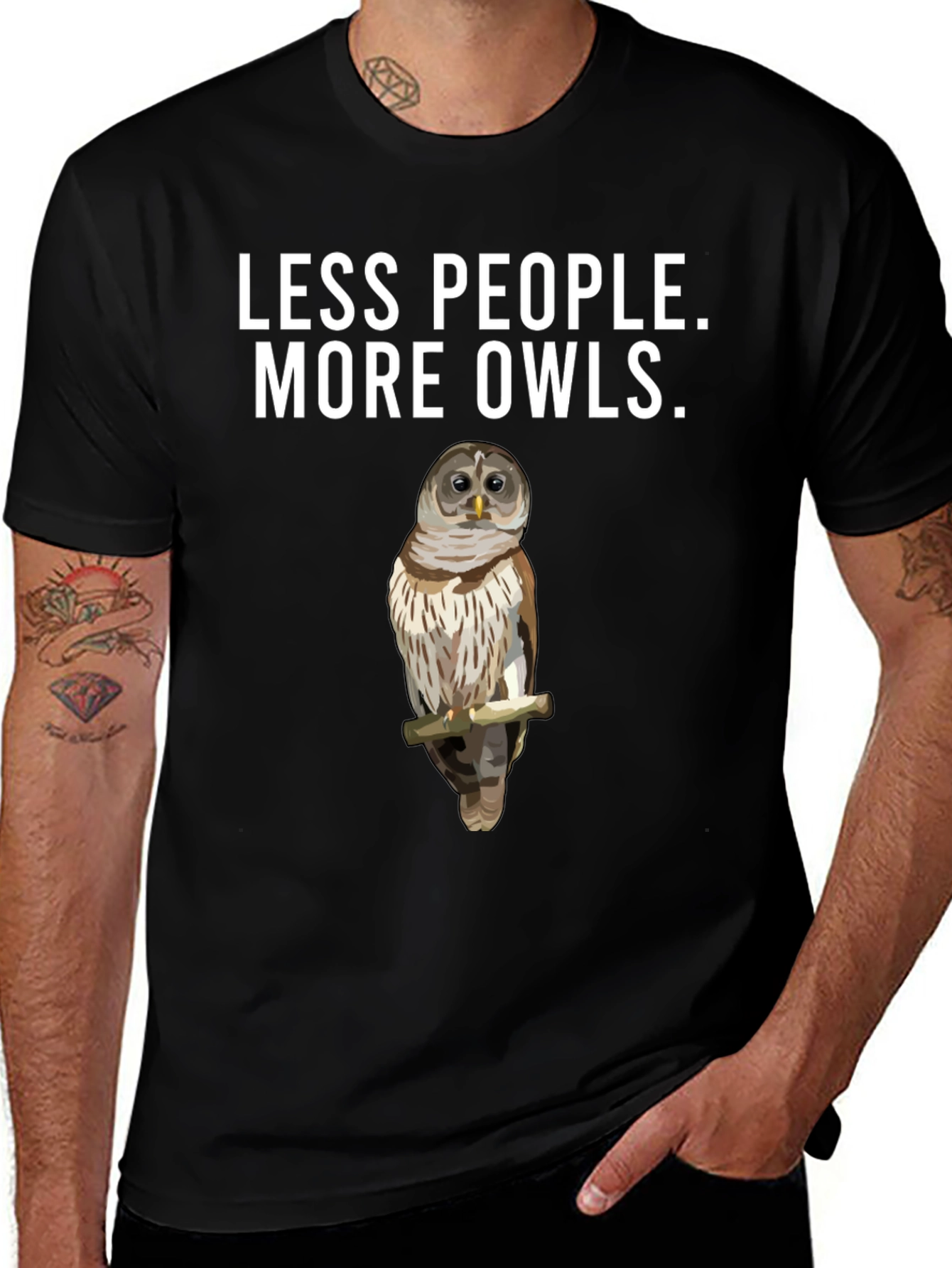 Variant 27 of Less People More Owls T-Shirt - Owl Lover Tee