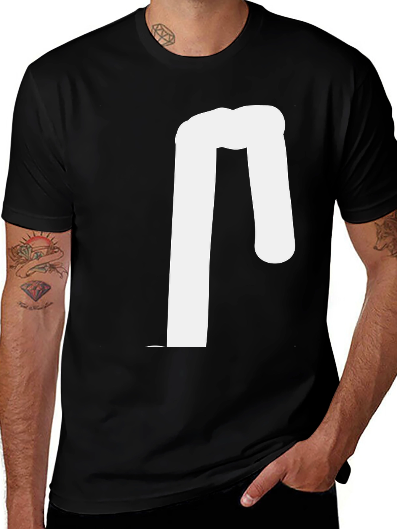 Variant 27 of Men's Black T-Shirt with Abstract White Design