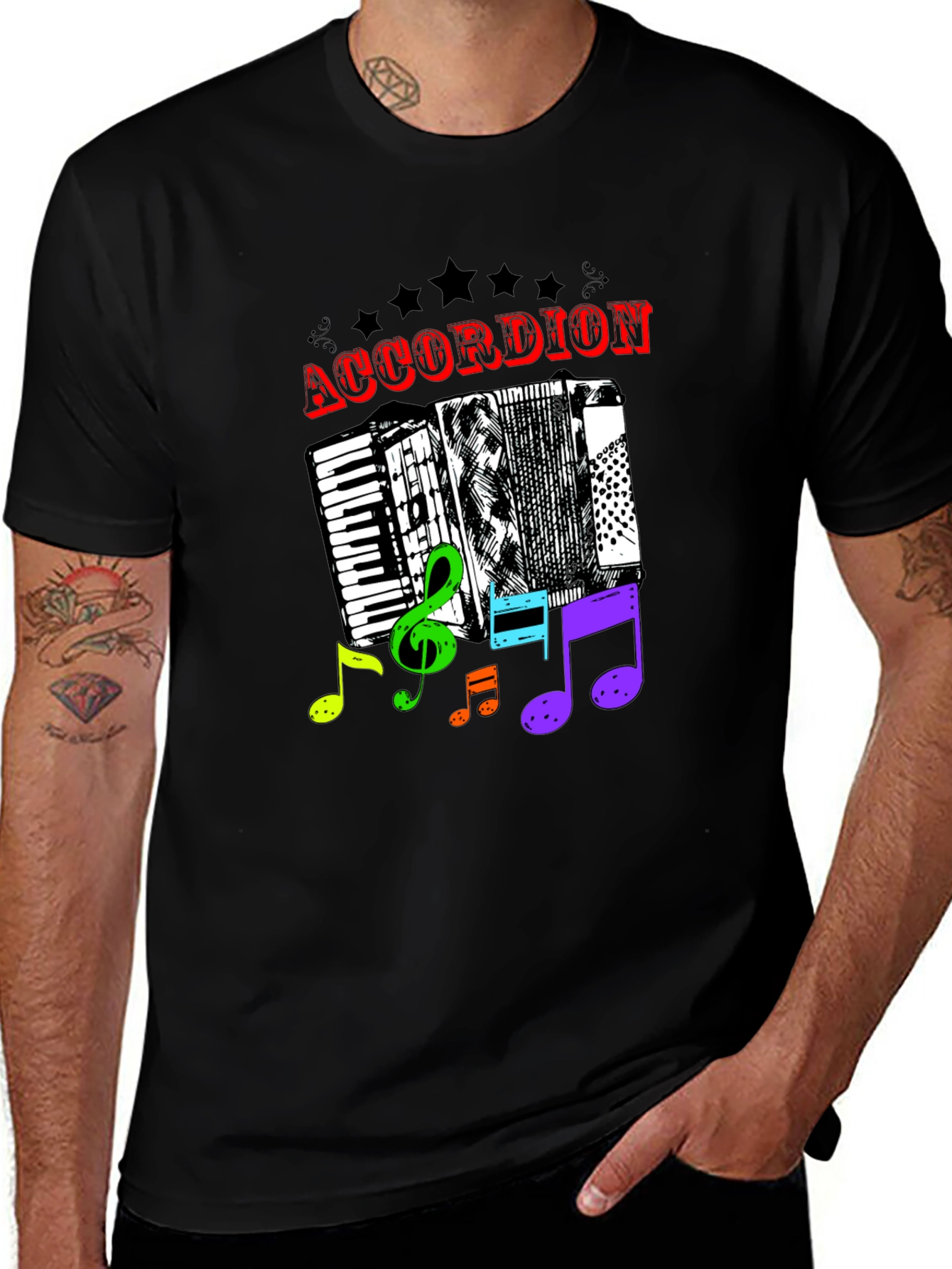 Variant 19 of Accordion & Music Notes Graphic T-Shirt - Unisex