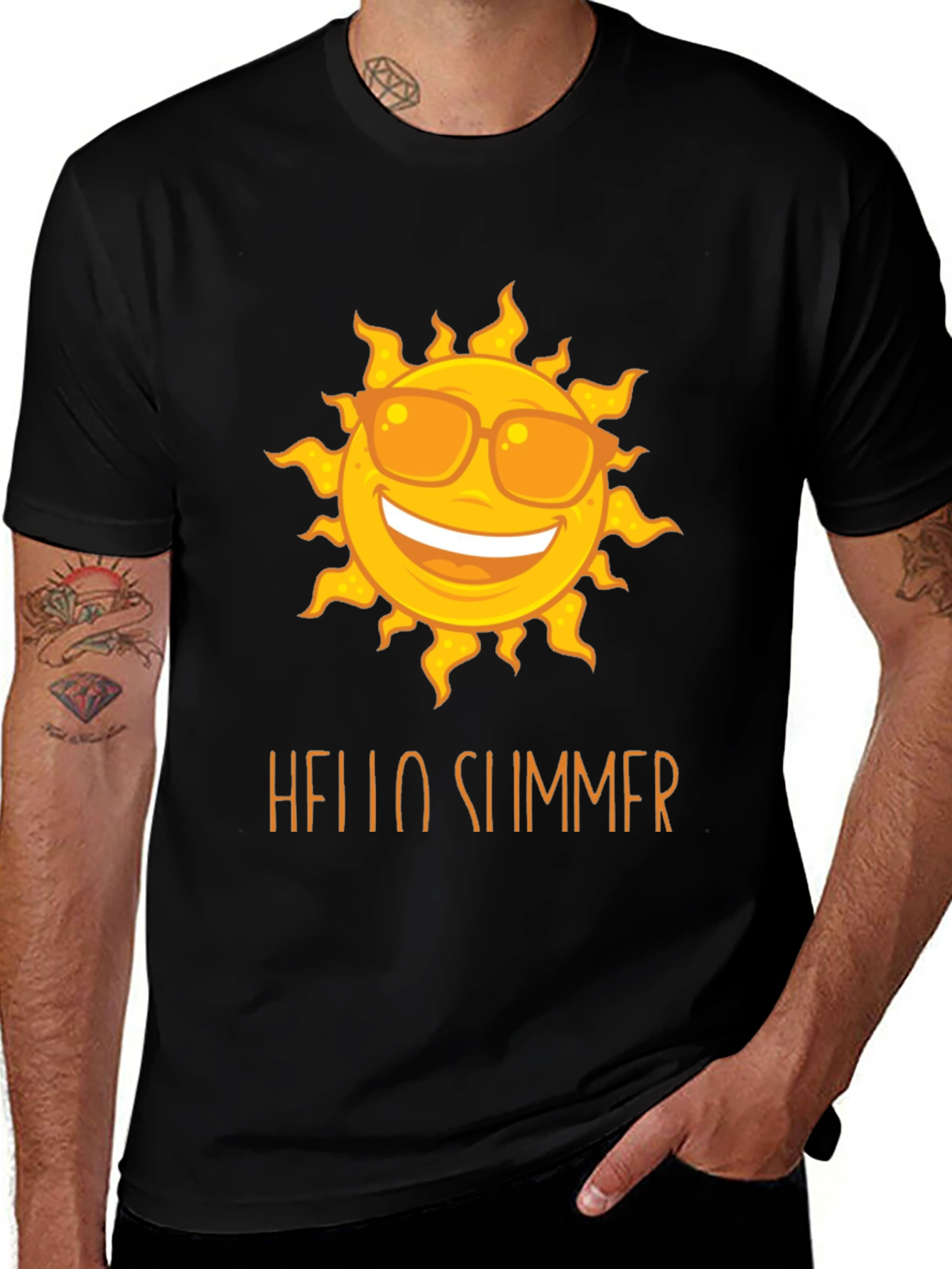Variant 28 of Hello Summer Sun Graphic Tee - Black