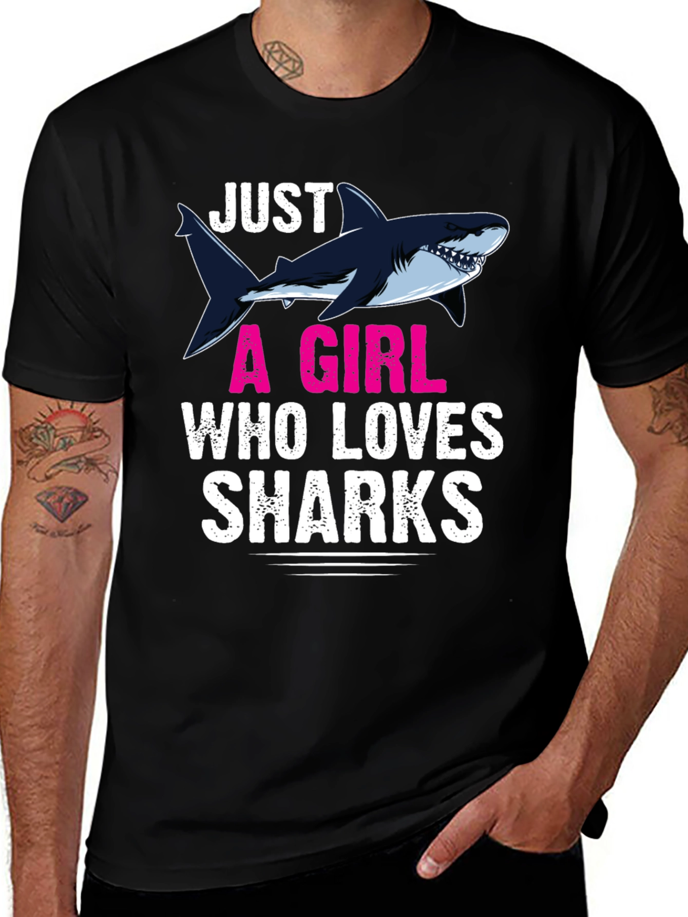 Black Just A Girl Who Loves Sharks Graphic T-Shirt main image