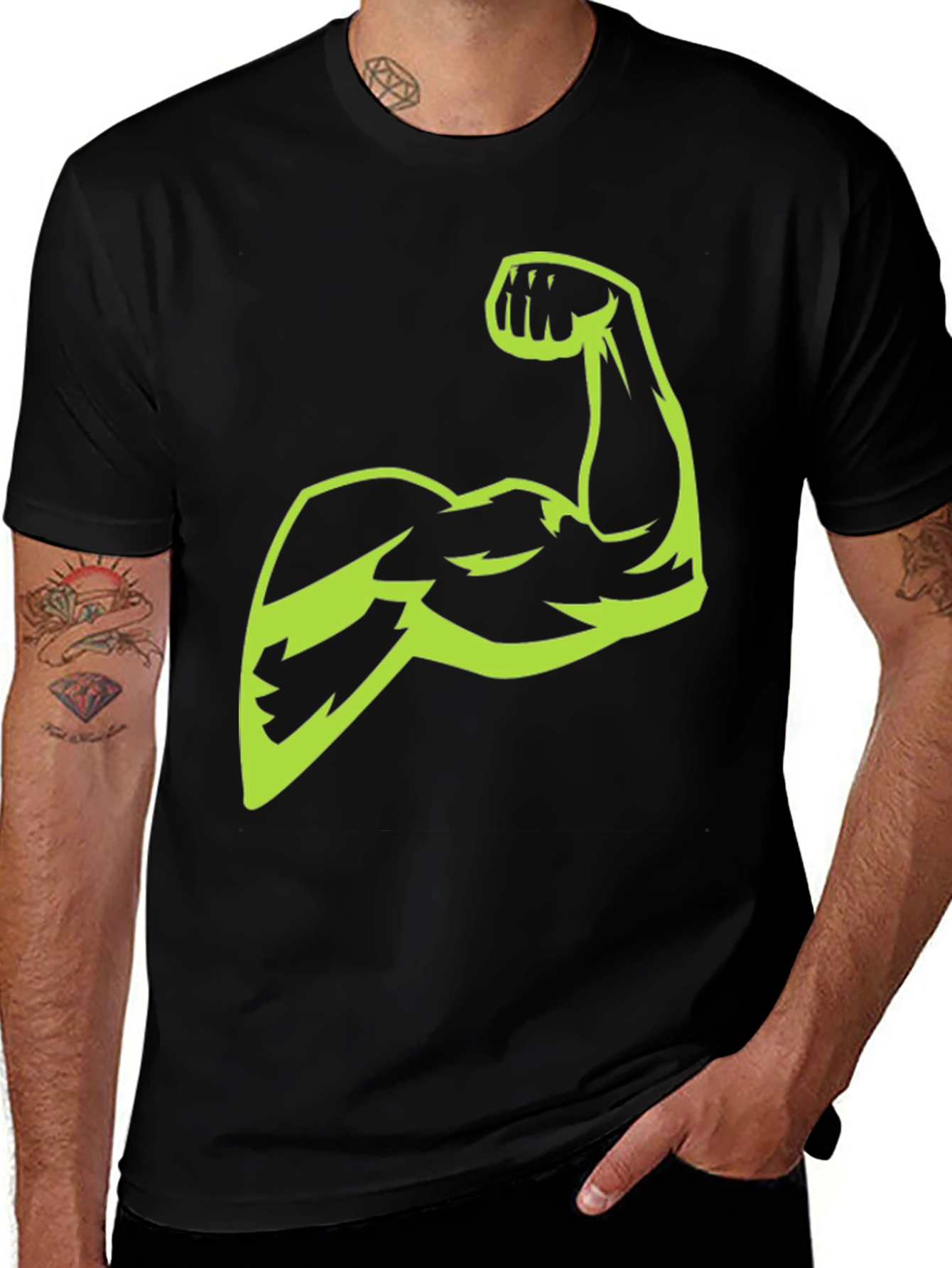 Black Muscle Power T-Shirt - Black Graphic Tee main image