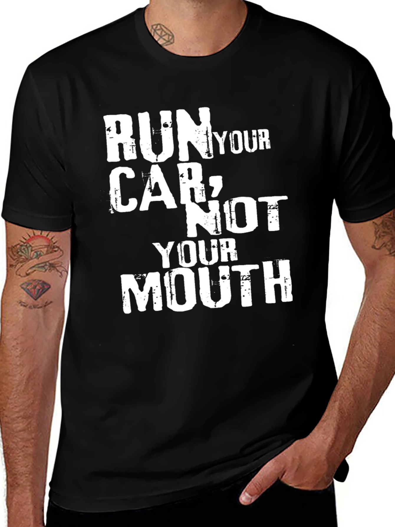 Variant 11 of Run Your Car, Not Your Mouth Graphic Tee