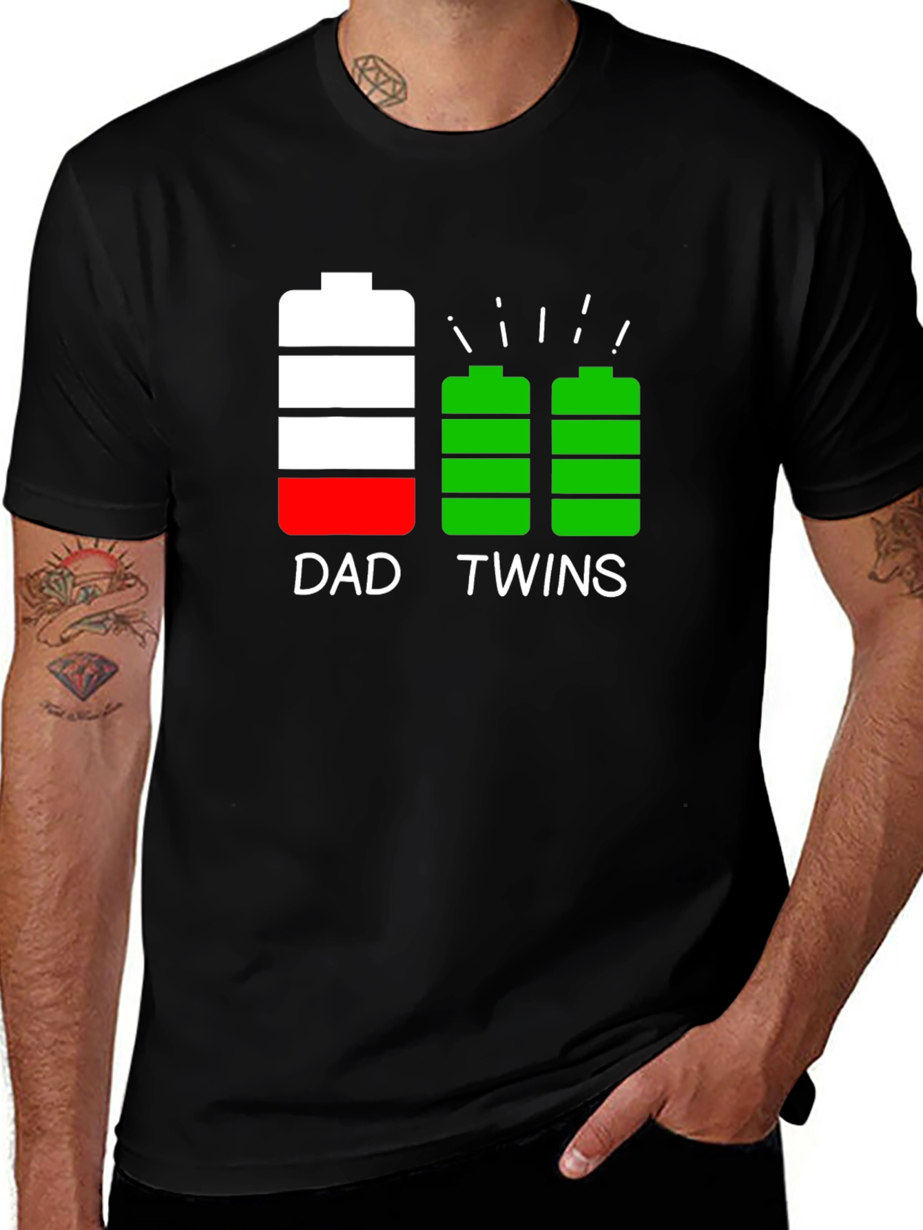 Dad Twins Battery T-Shirt