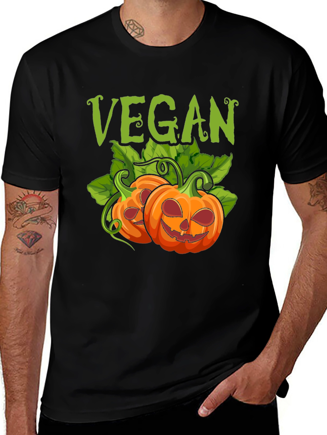 Variant 3 of Vegan Halloween Pumpkin T-Shirt