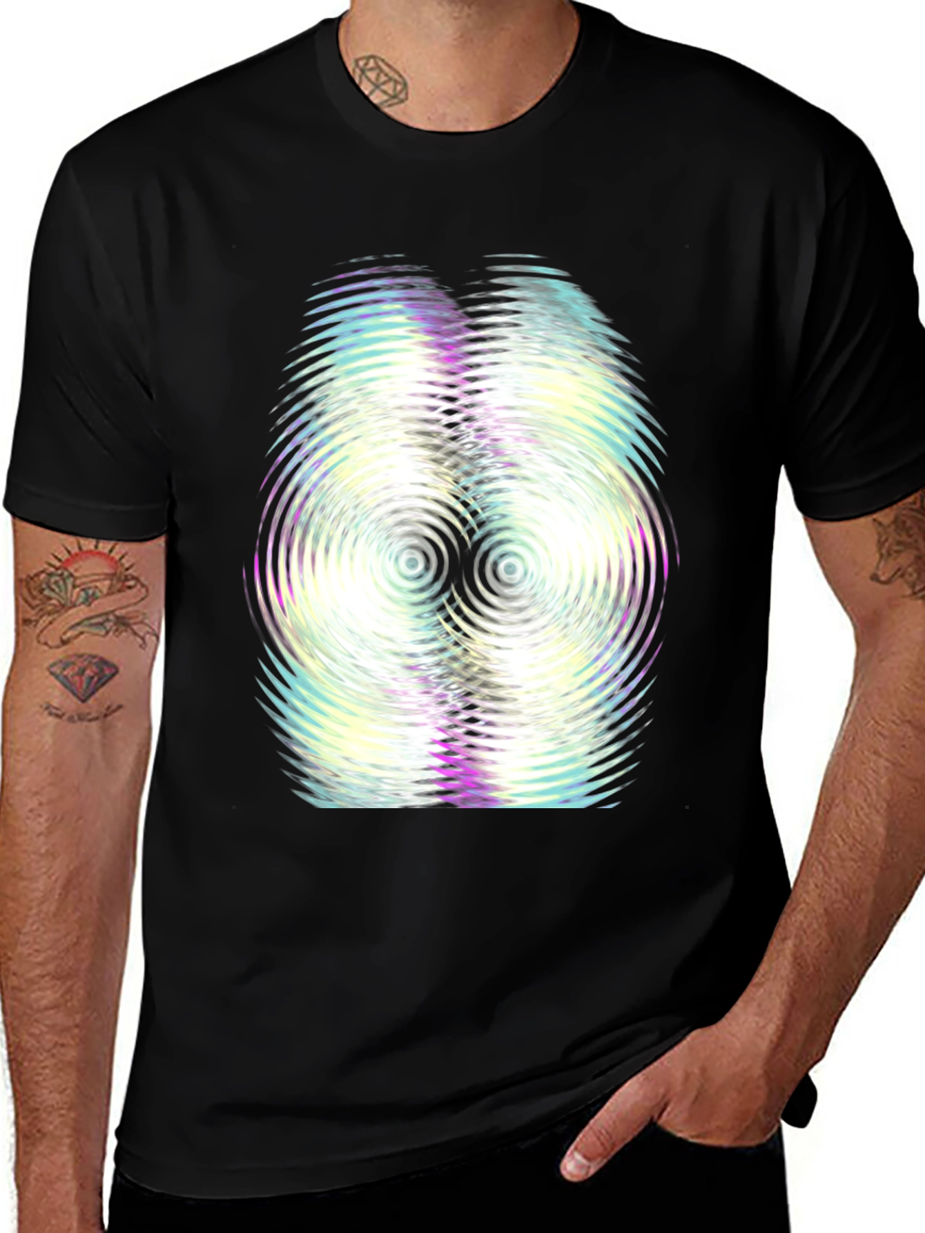 Variant 9 of Abstract Ripple Graphic Tee - Black