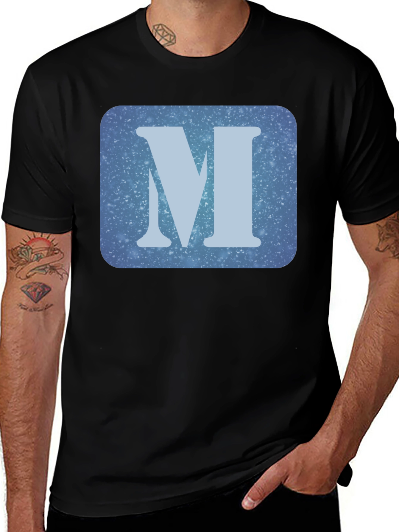 Variant 11 of Letter M Graphic Tee - Black Cotton Blend T-Shirt