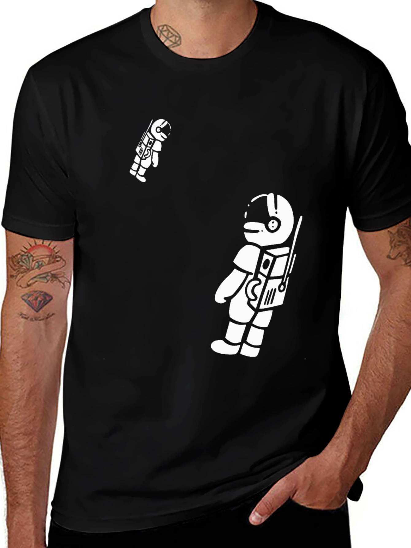 Variant 21 of Astronaut Graphic Print Black T-Shirt