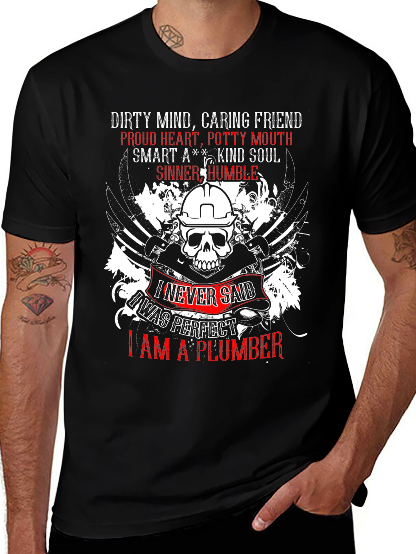 Variant 10 of Plumber T-Shirt: Dirty Mind Caring Friend Graphic Tee