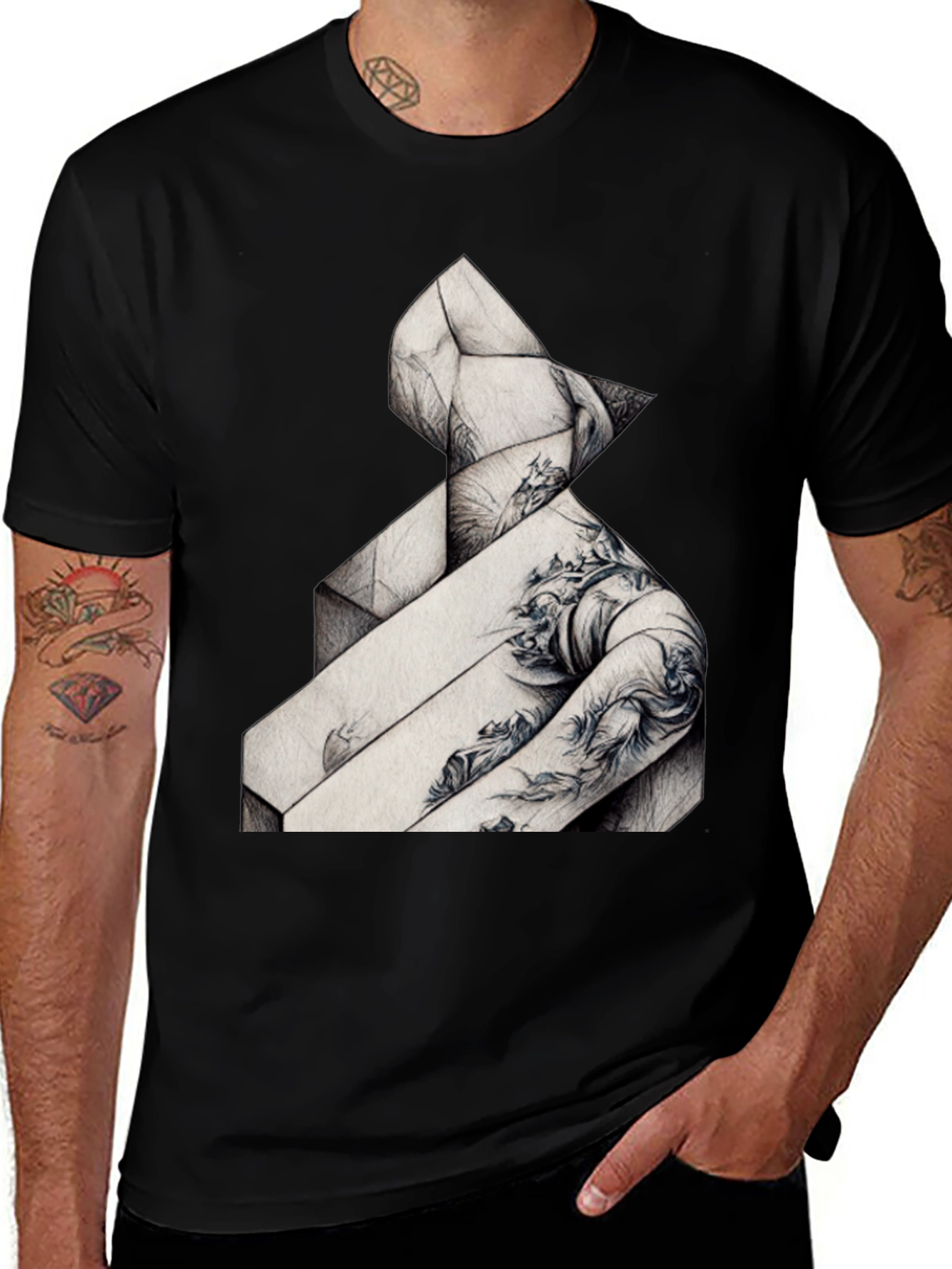 Variant 8 of Abstract Geometric Graphic Tee - Stylish Comfort