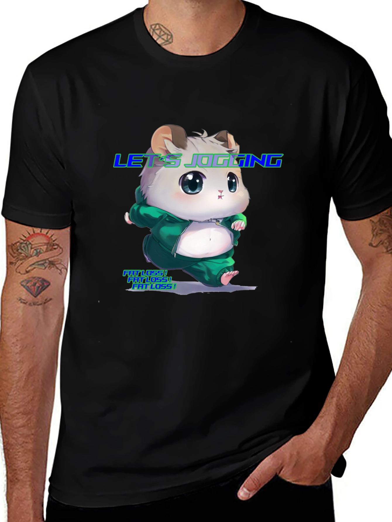 Variant 22 of Cute Hamster Jogging T-Shirt - Fat Loss Motivation!