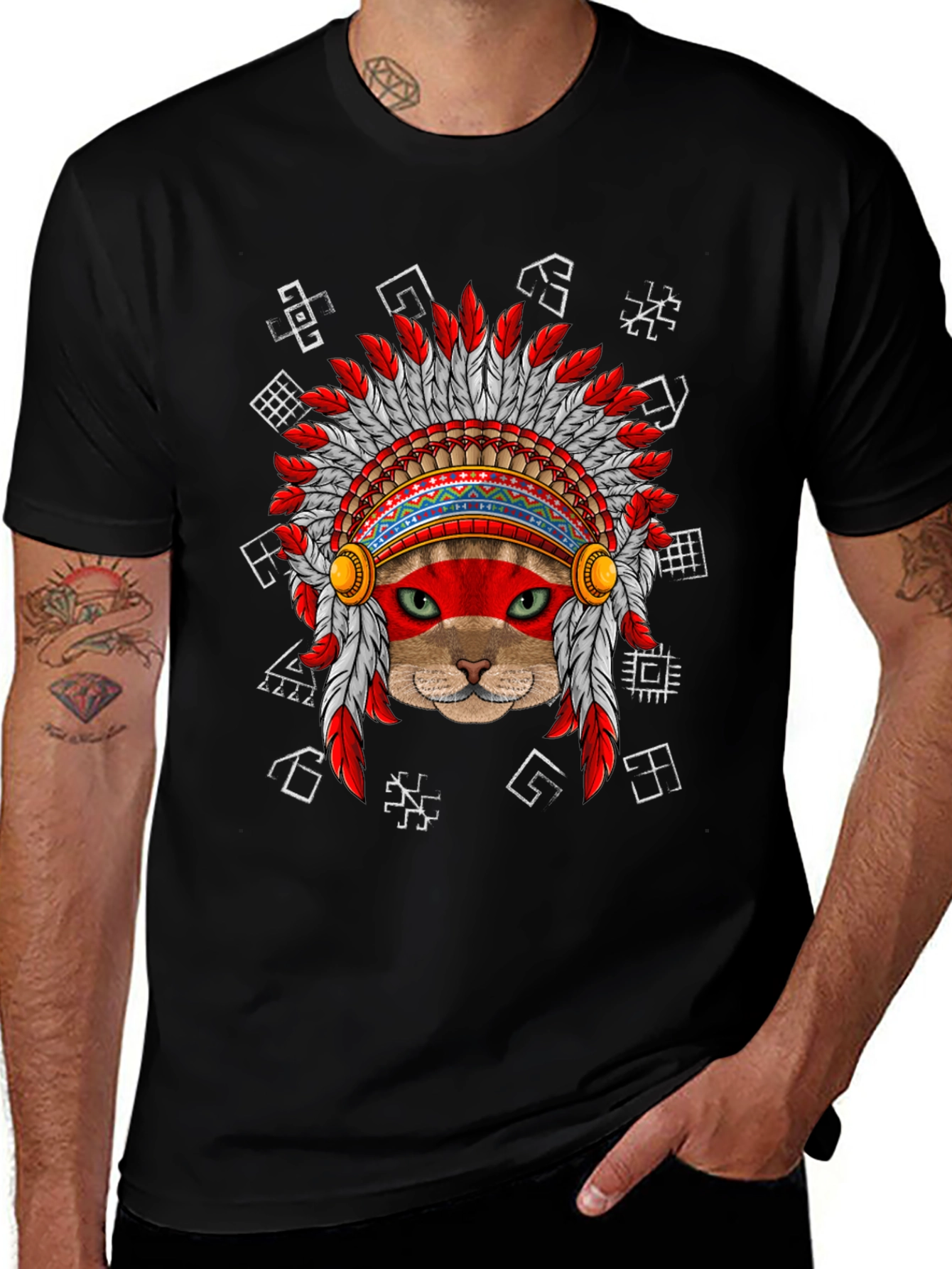 Variant 19 of Native American Cat T-Shirt