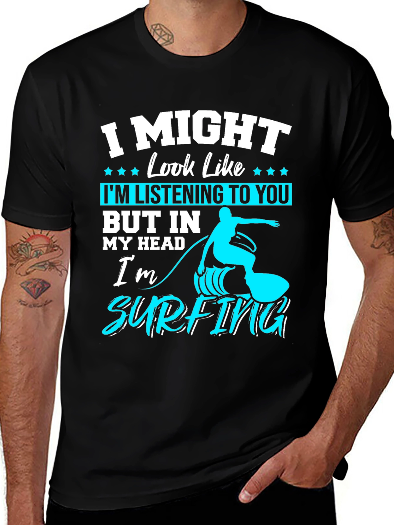 Variant 29 of Surfing Head T-Shirt: Funny Men's Tee
