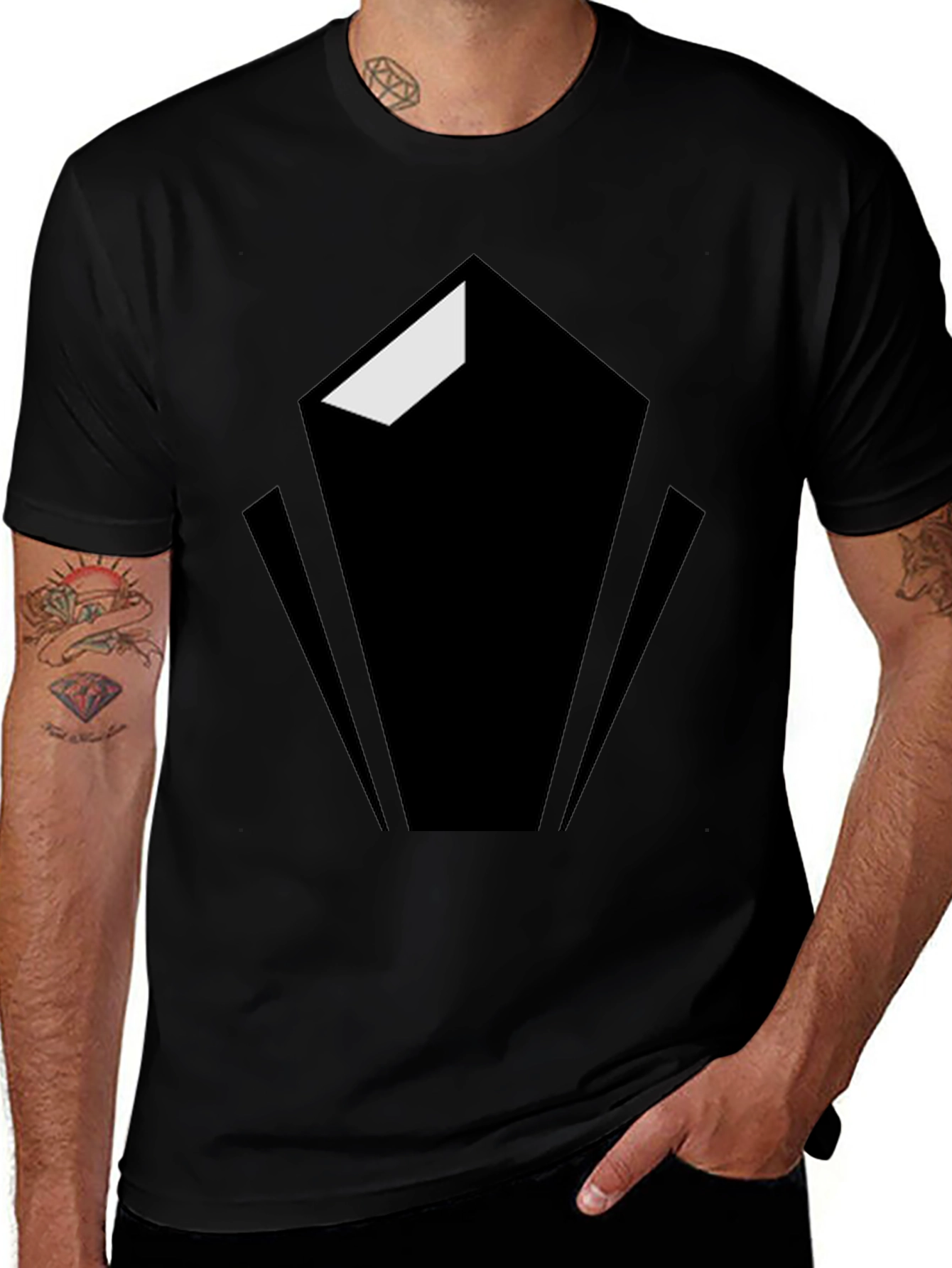 Variant 19 of Geometric Graphic Tee - Modern Black Shirt