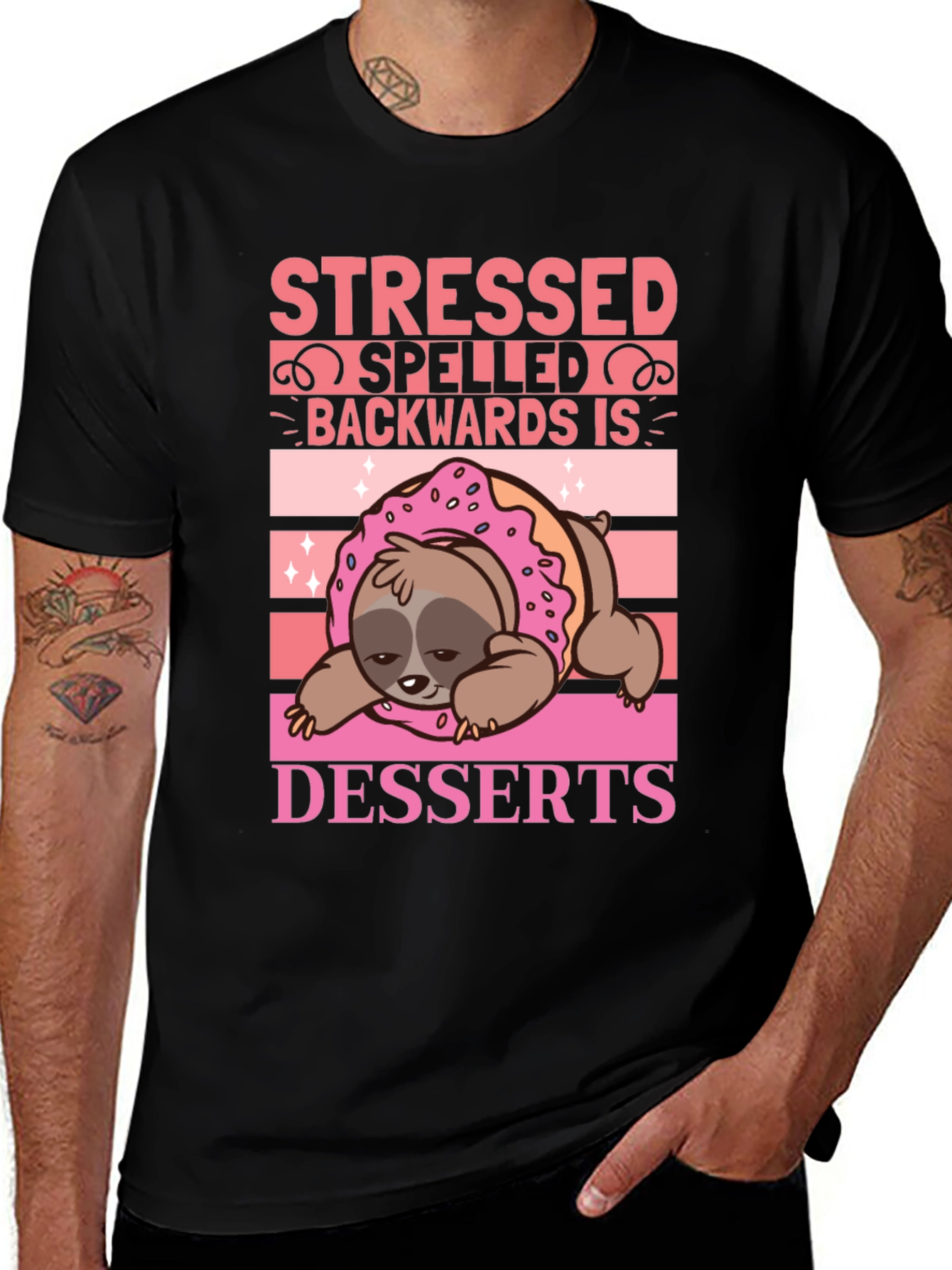 Variant 5 of Stressed Spelled Backwards is Desserts Sloth T-Shirt