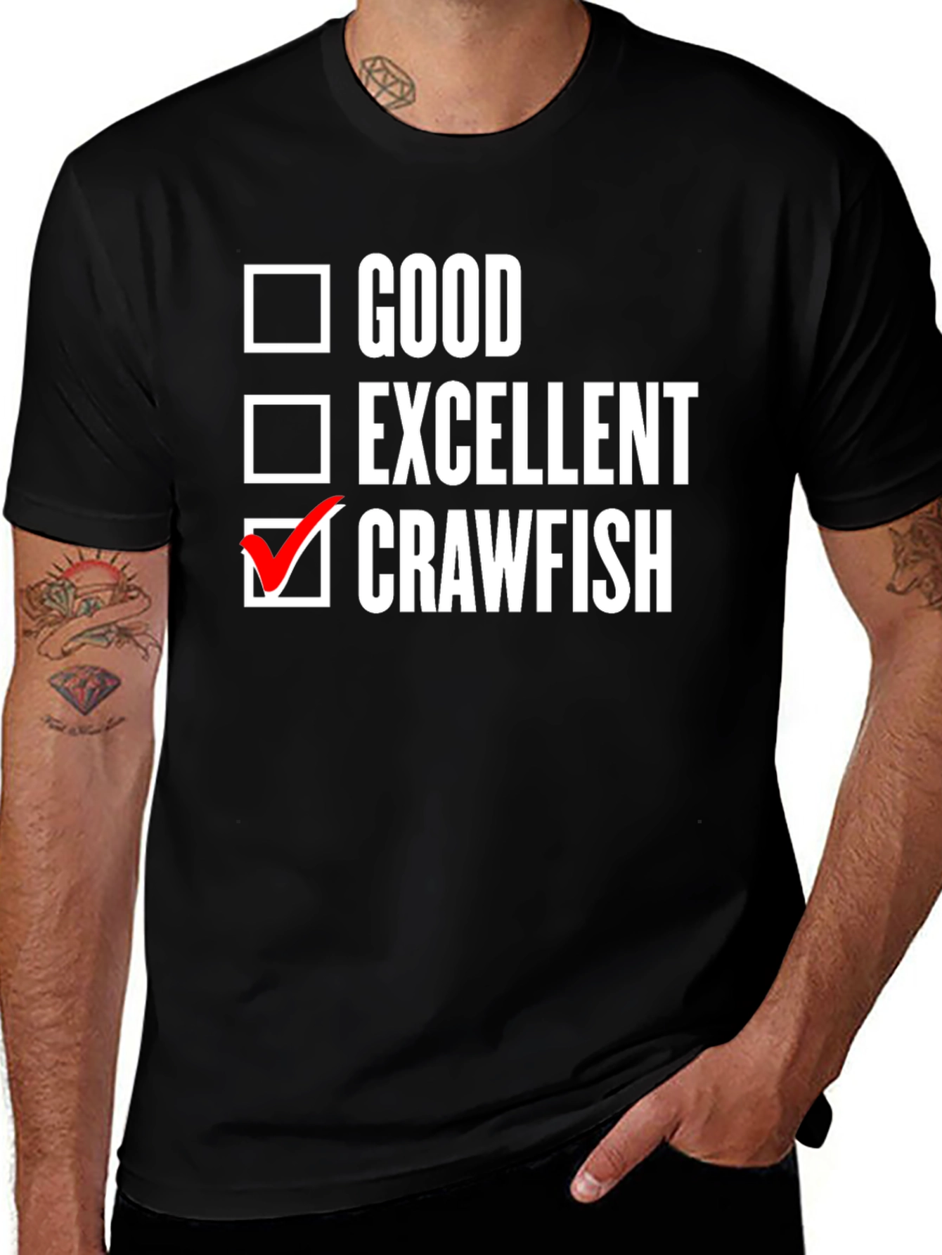 Black Crawfish Checklist T-Shirt - Funny Cajun Seafood Tee main image