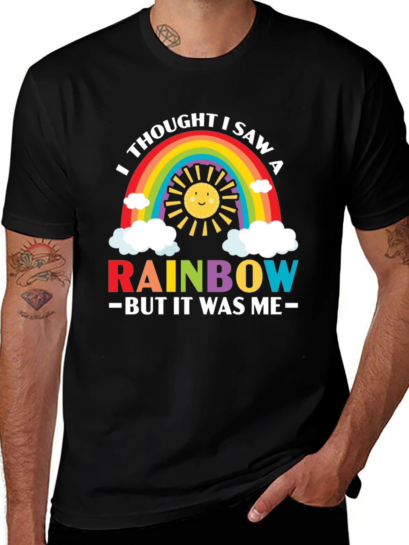 Black Rainbow Graphic Tee - Funny & Cute Men's T-Shirt main image