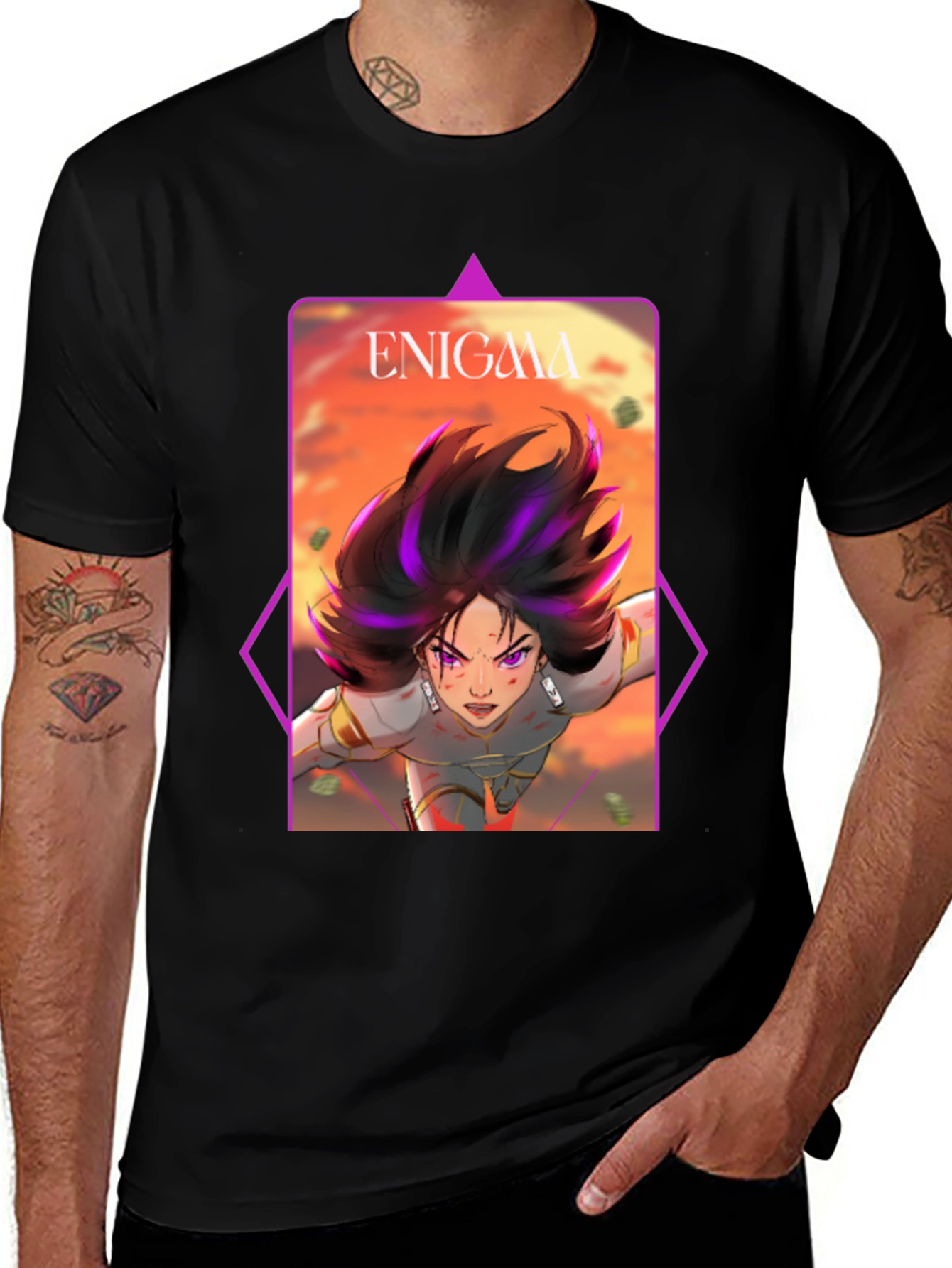 Enigma Graphic T-Shirt - Black Anime Tee